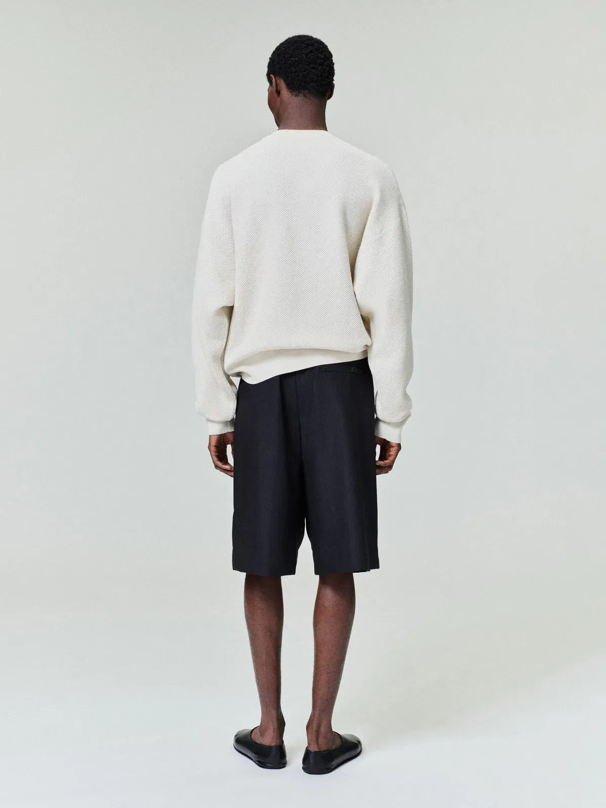 Essentials Wool Cotton Sport Mesh Knit Sweater Cream