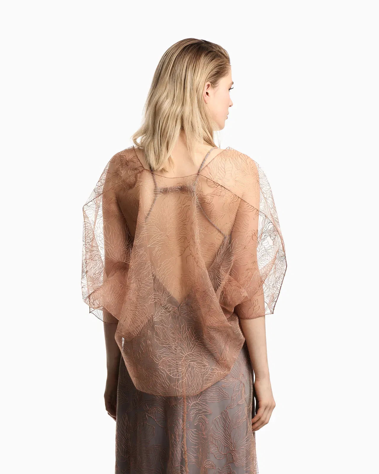 Emporio Armani Embroidered tulle cape