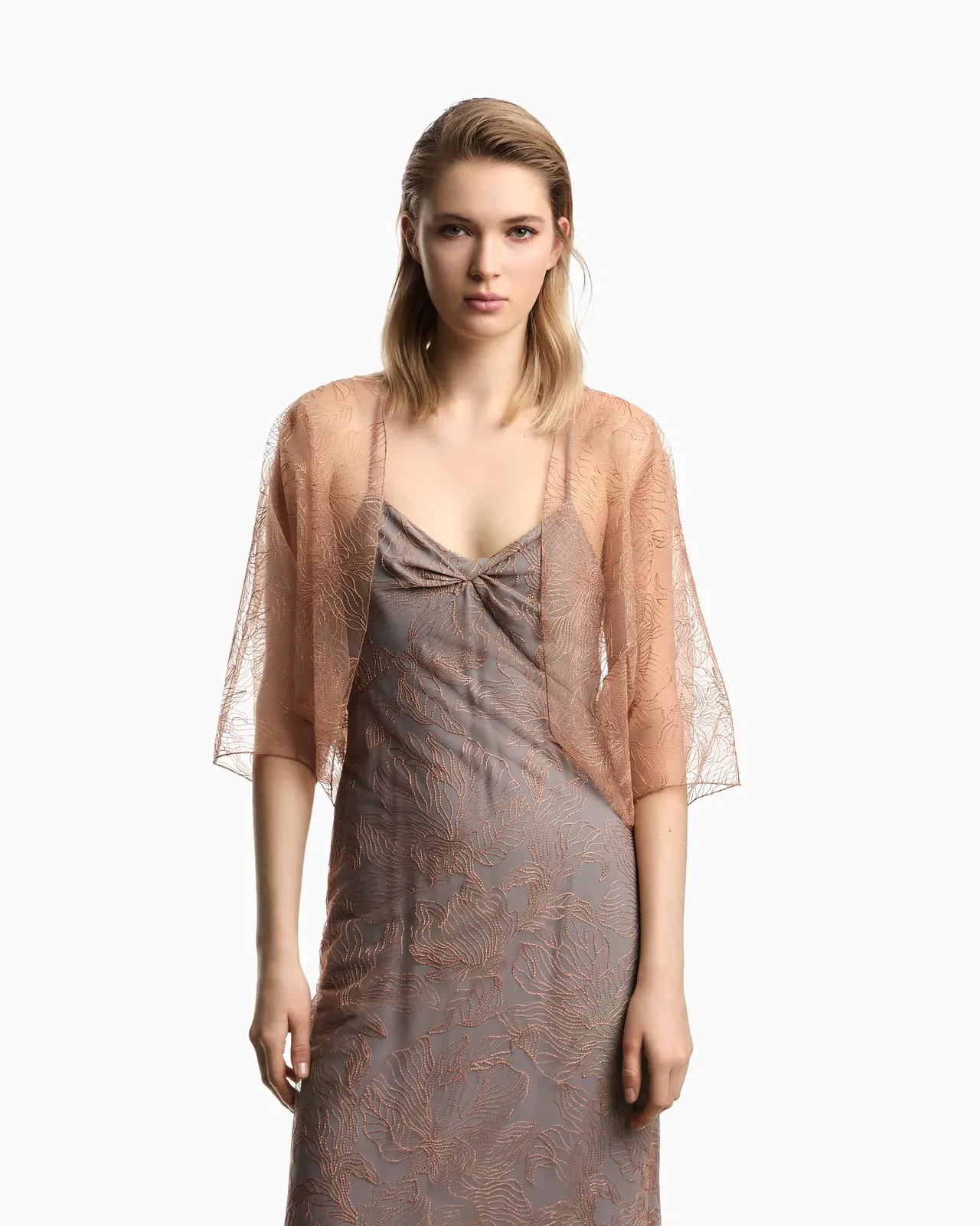Emporio Armani Embroidered tulle cape