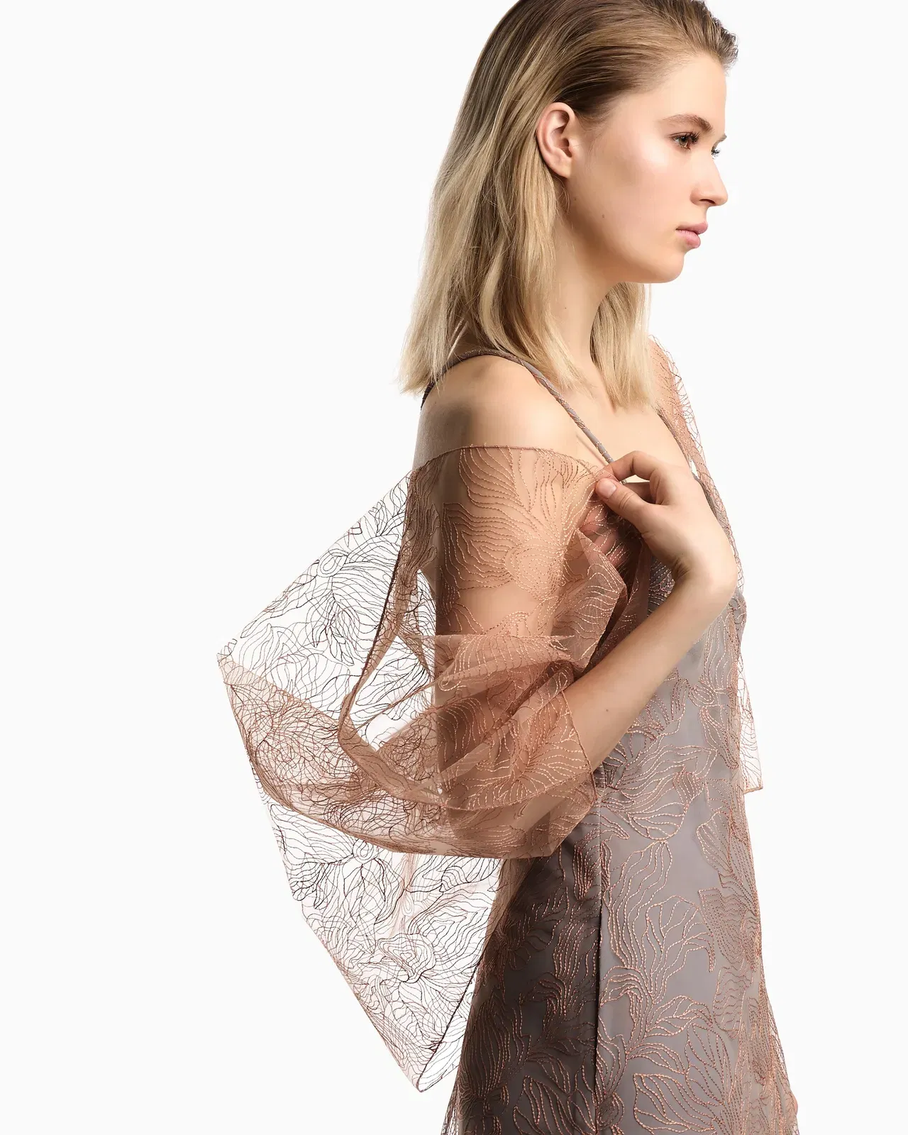 Emporio Armani Embroidered tulle cape