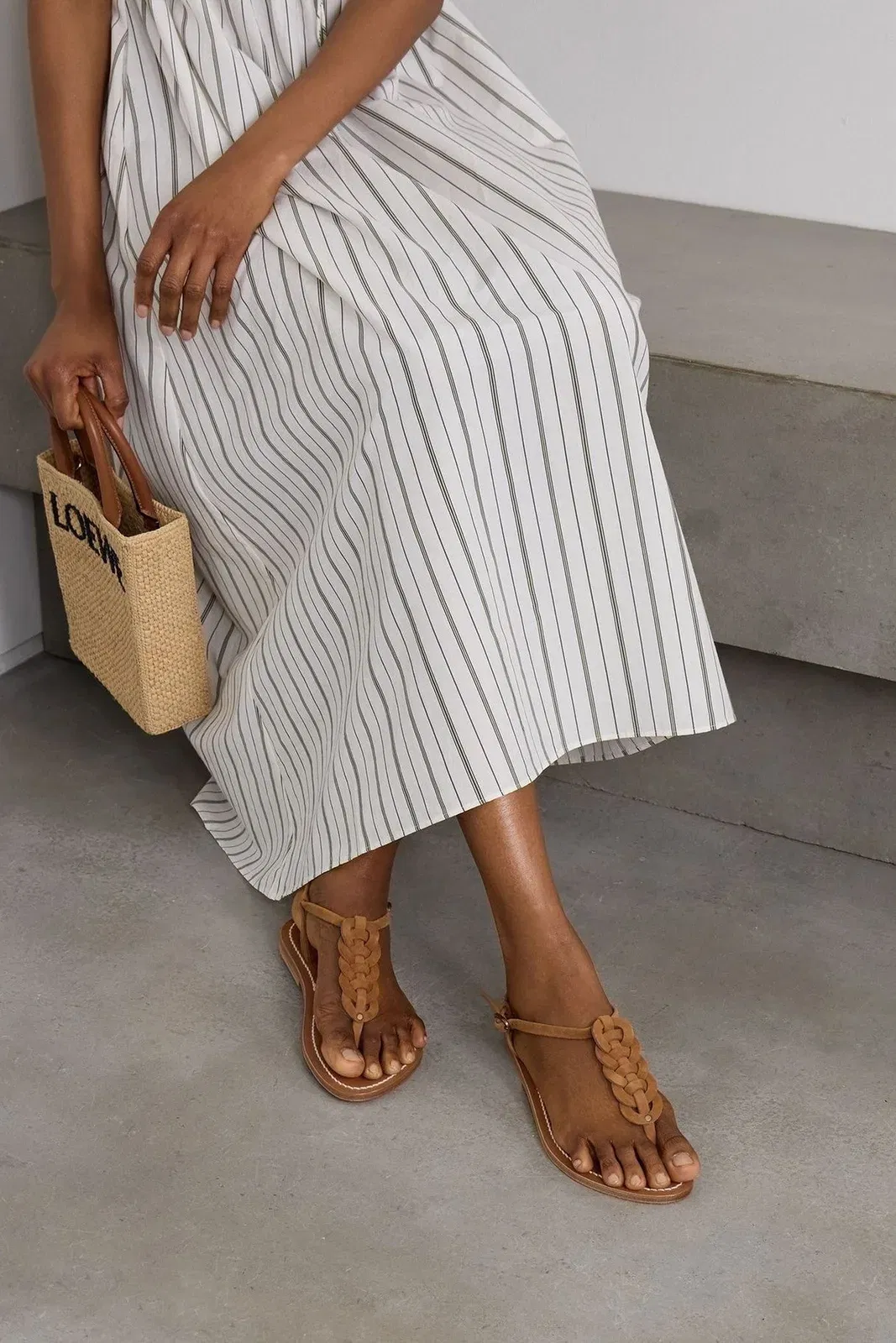 K.Jacques St. Tropez Lemovis Woven Suede Sandals Camel Women's
