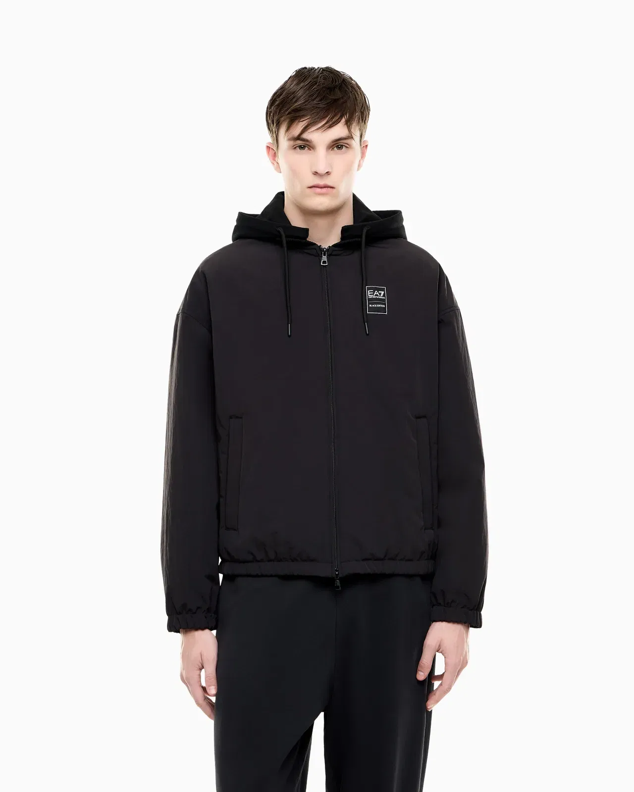 EA7 Blouson jacket Black & White oversized fit with cotton hood