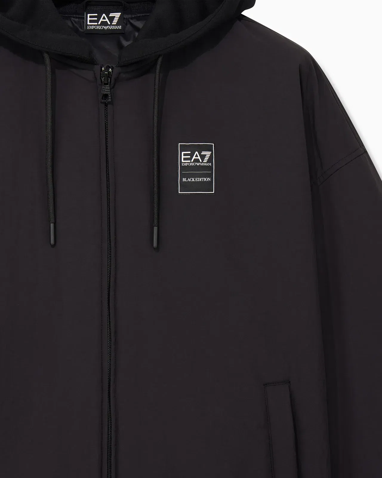 EA7 Blouson jacket Black & White oversized fit with cotton hood