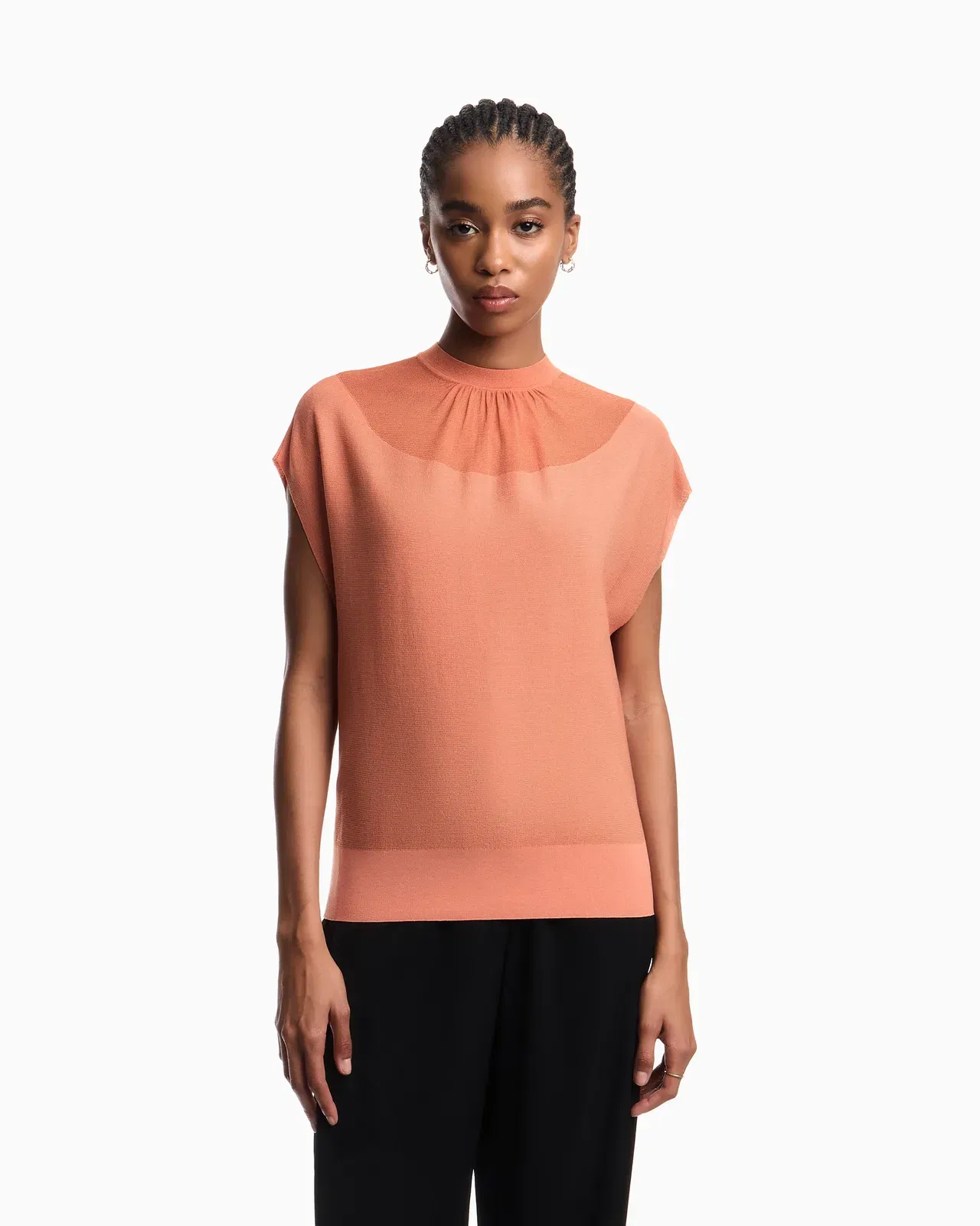 Emporio Armani Links stitch Lyocell-blend jumper with yoke