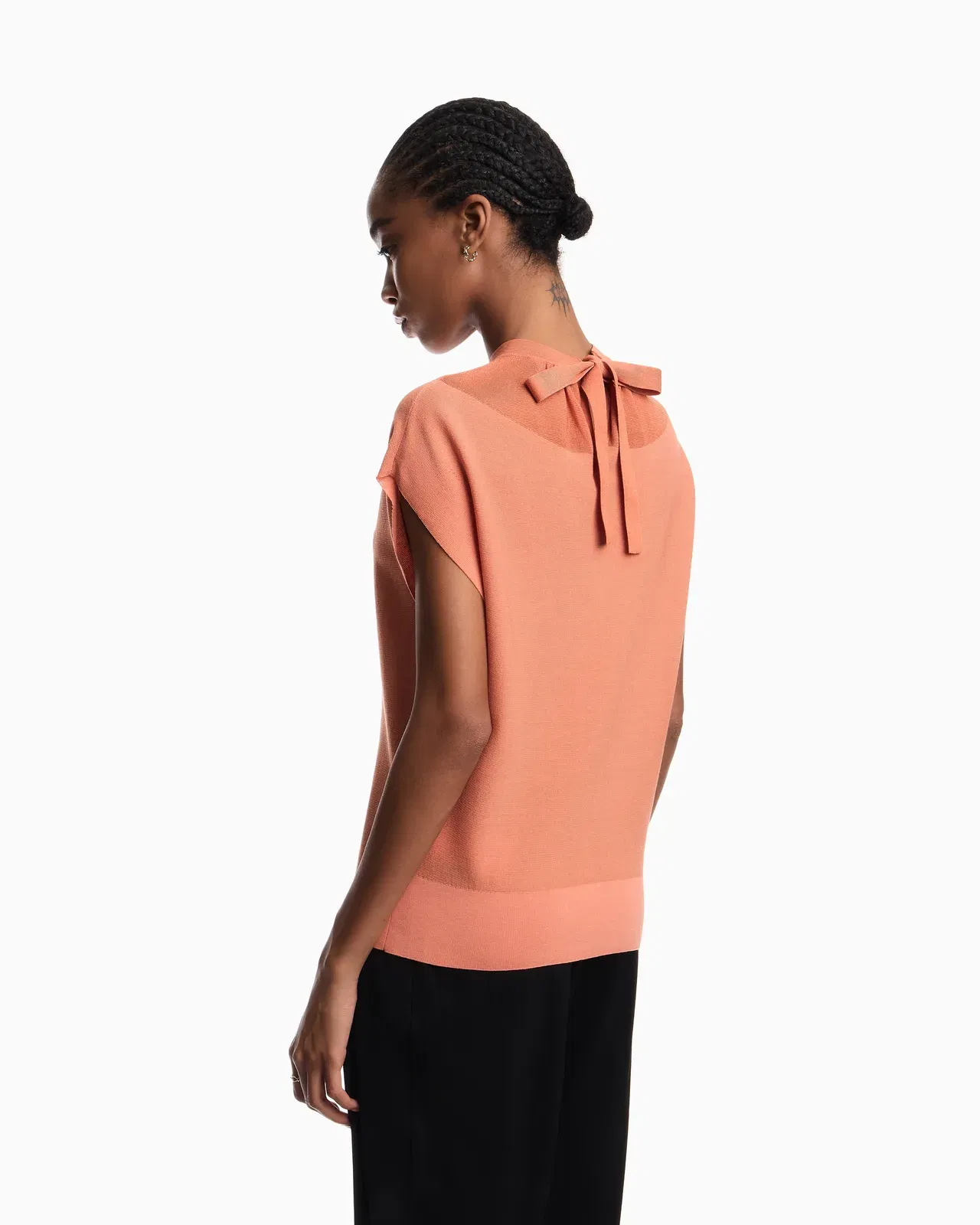 Emporio Armani Links stitch Lyocell-blend jumper with yoke
