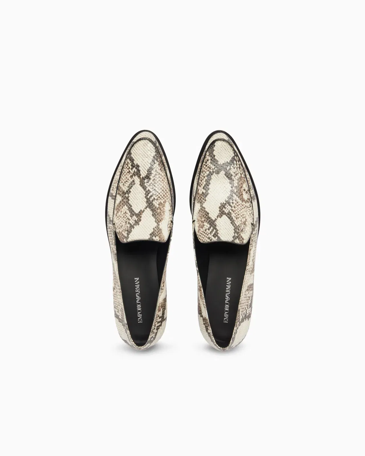 Emporio Armani Icon Python-Print Leather Loafers Patterned