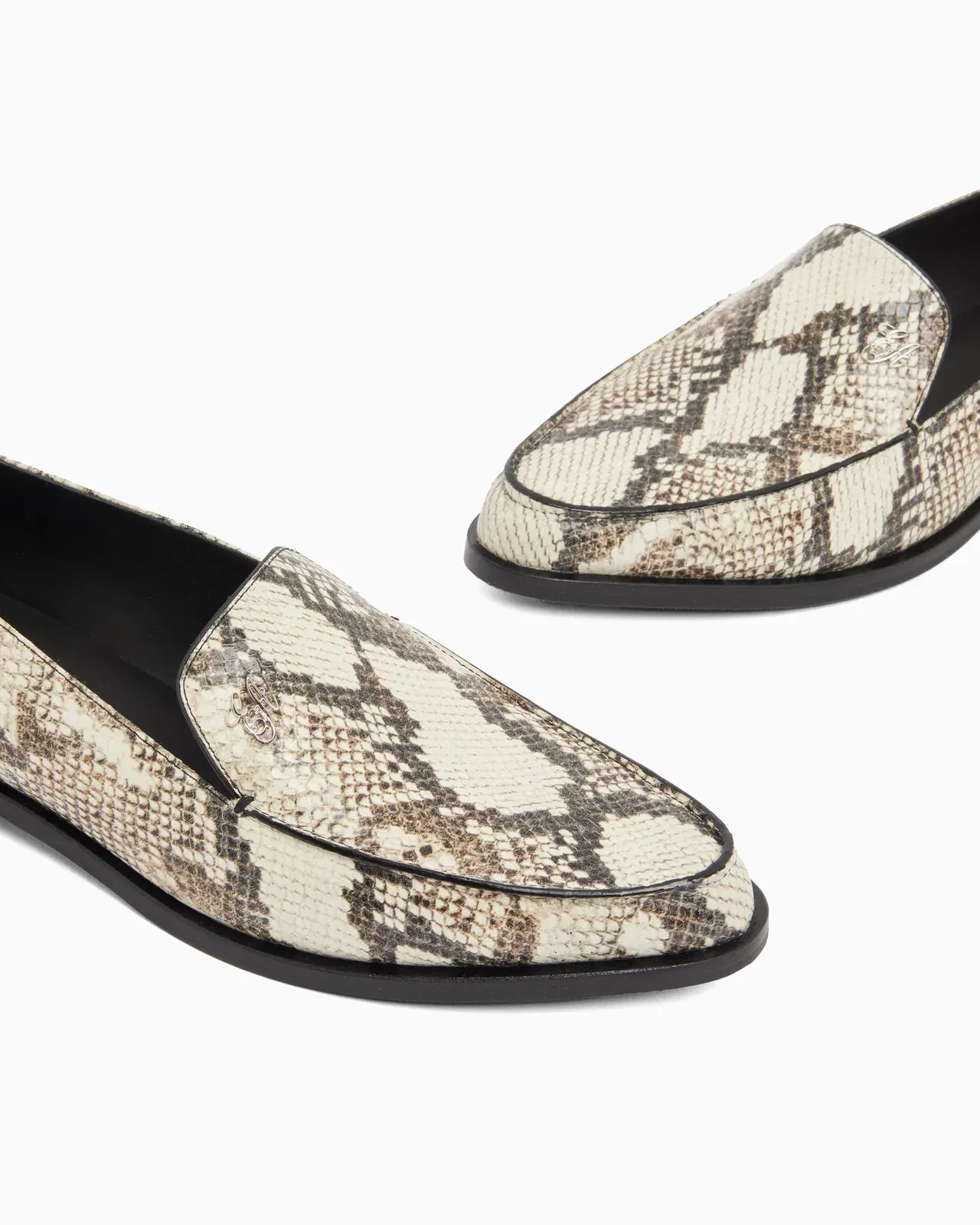 Emporio Armani Icon Python-Print Leather Loafers Patterned