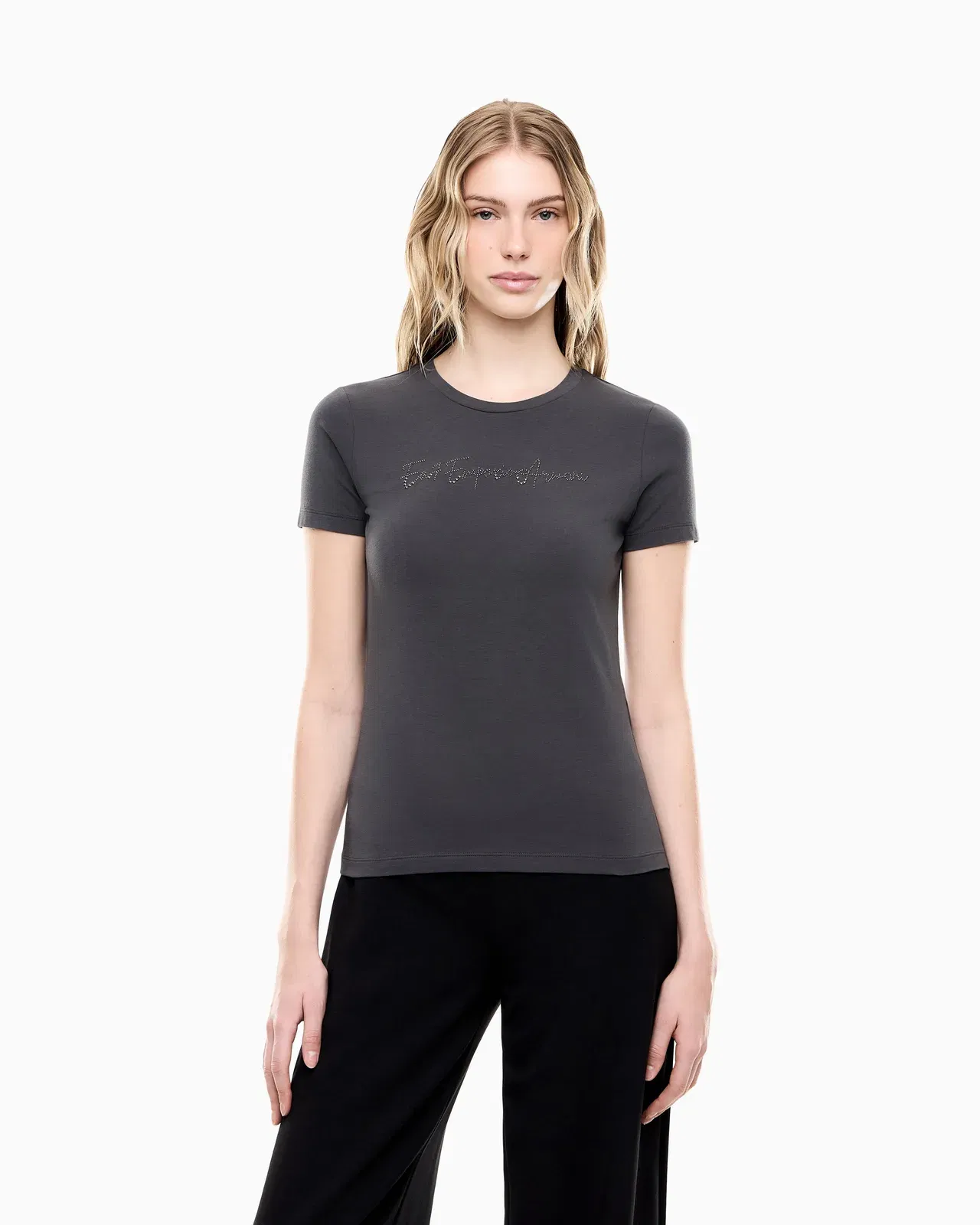 EA7 Slim-fit t-shirt Logo Series in cotton jersey with studs