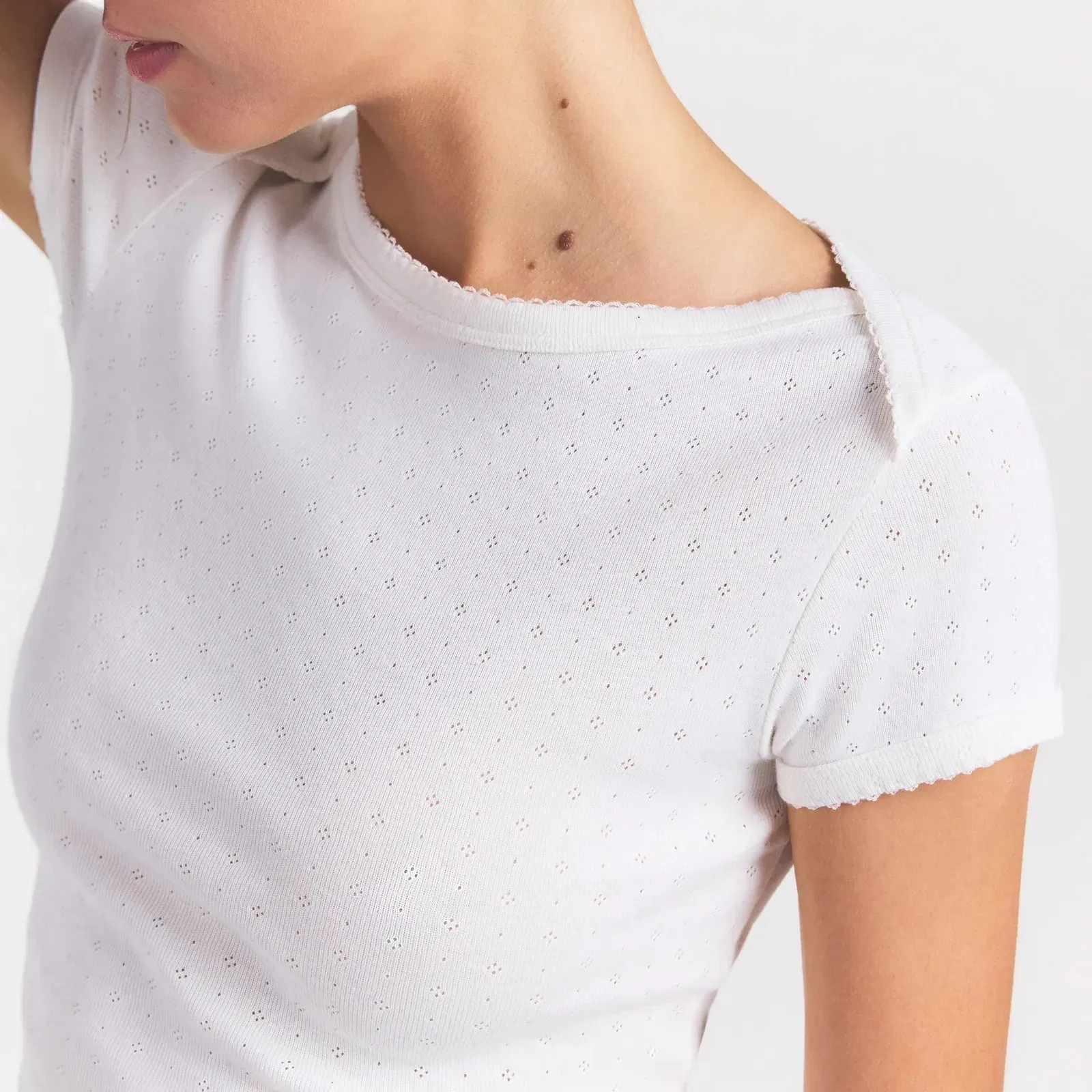 Heavy Pointelle Boatneck T-Shirt