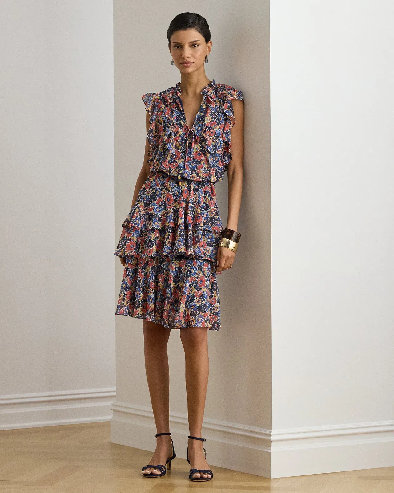 Ralph Lauren Floral RuffleTrim Georgette Dress
