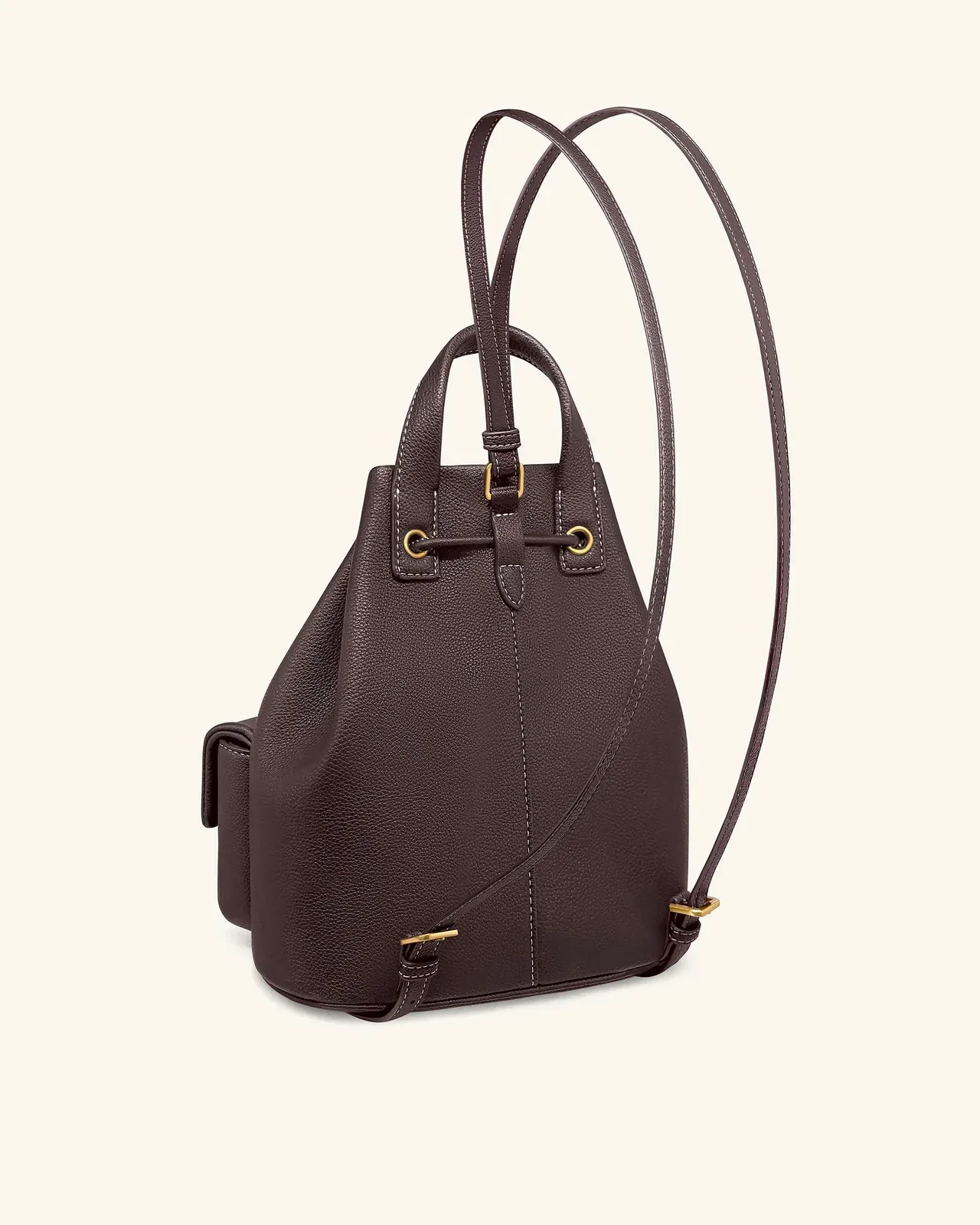 Jw Pei Avery Pebbled Drawstring Utility Backpack – Dark Brown