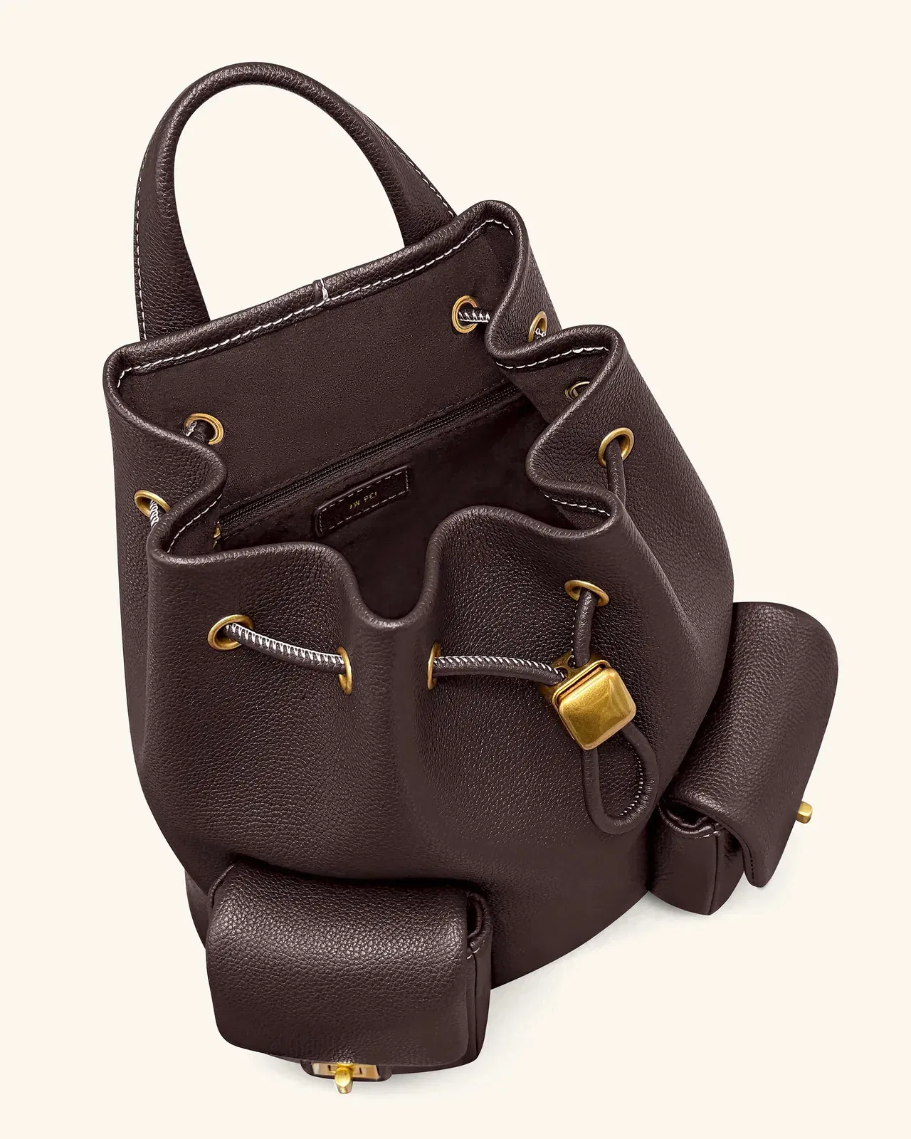 Jw Pei Avery Pebbled Drawstring Utility Backpack – Dark Brown