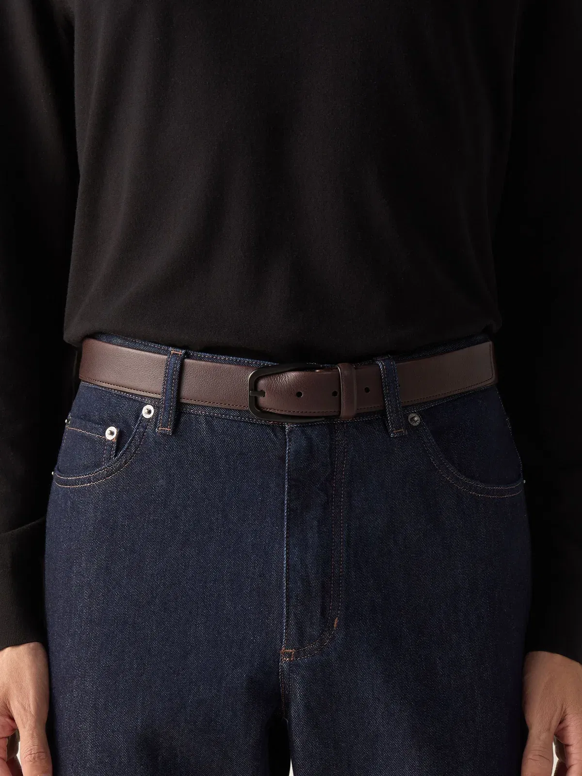 Zegna Dark Brown Natural Grain Leather Belt