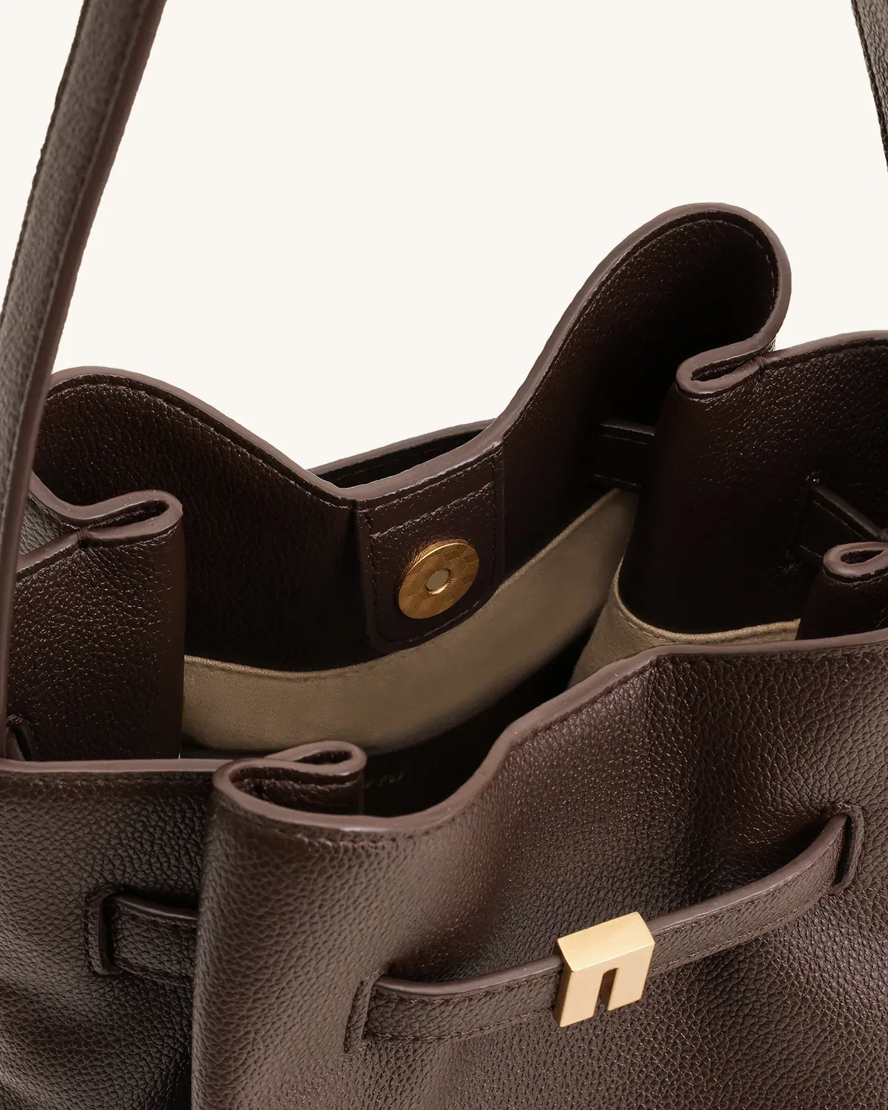 Jw Pei Clara Lock Accent Bucket Shoulder Bag Mocha Brown