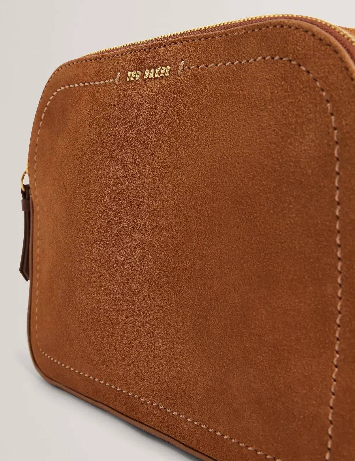 Ted Baker Shayane Suede Webbing Camera Crossbody Bag Dark Brown Women's