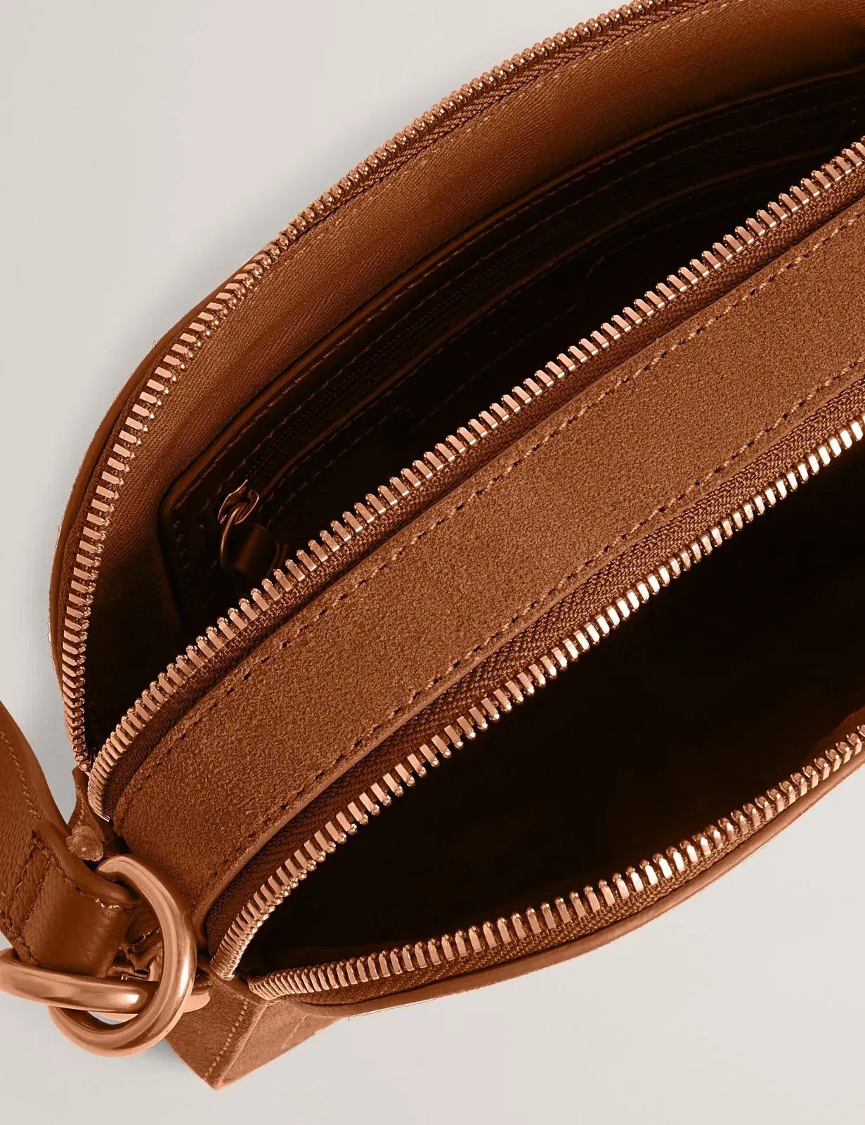 Ted Baker Shayane Suede Webbing Camera Crossbody Bag Dark Brown Women's