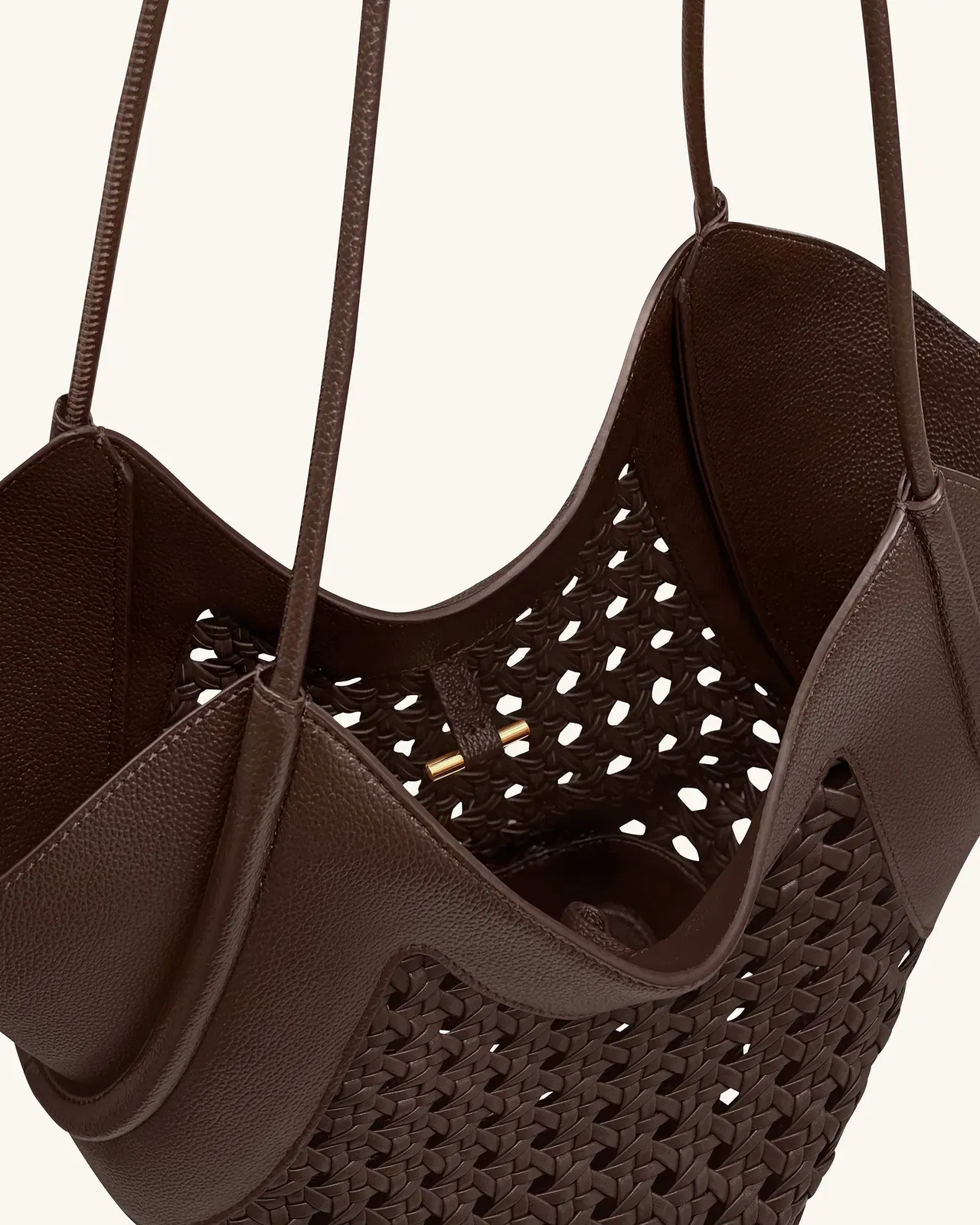 Jw Pei Maribel Woven Panel Tote Bag Dark Brown