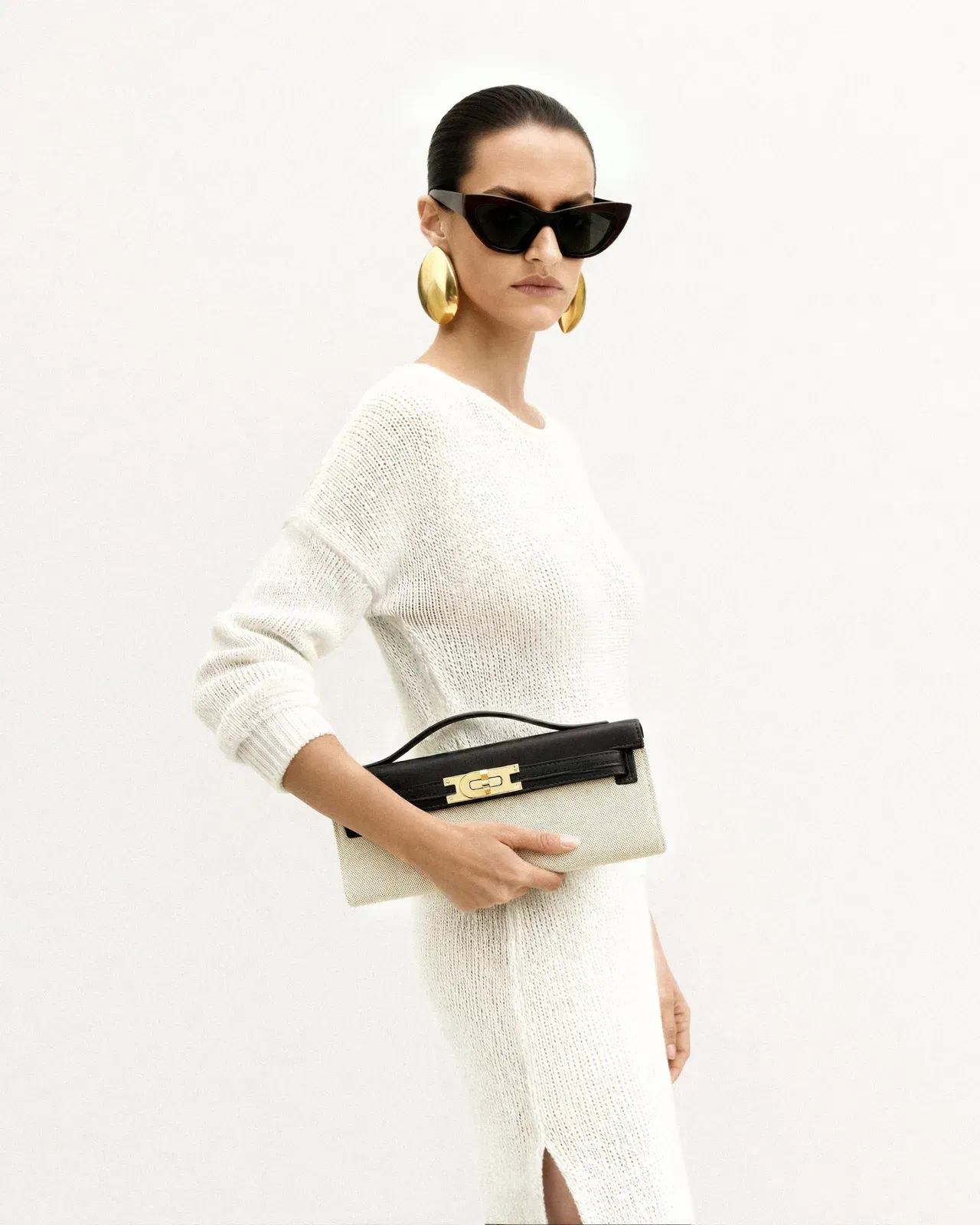 Jw Pei Bria Structured Top Handle Bag Black Canvas