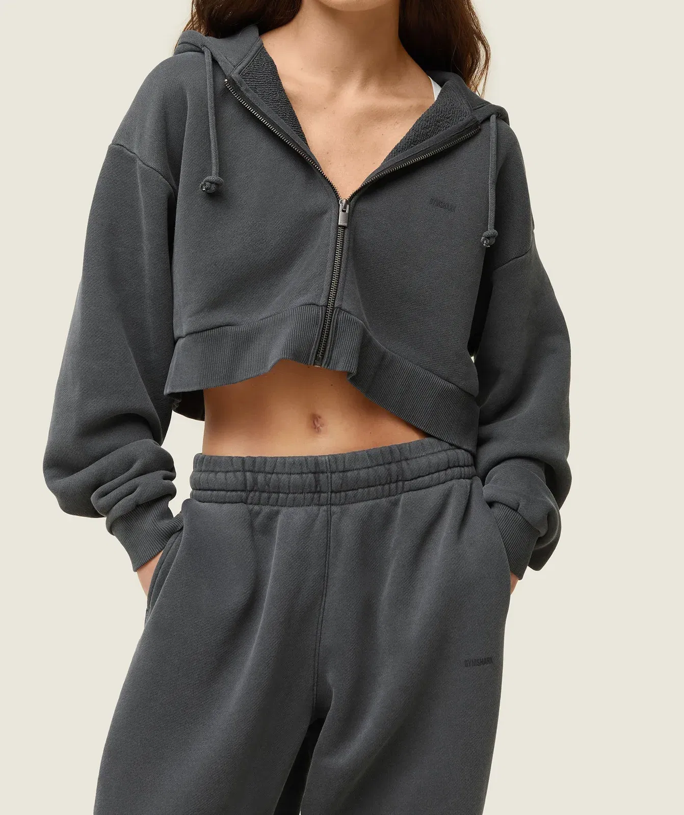 Women's Gymshark Everywear Cropped Zip Hoodie Black