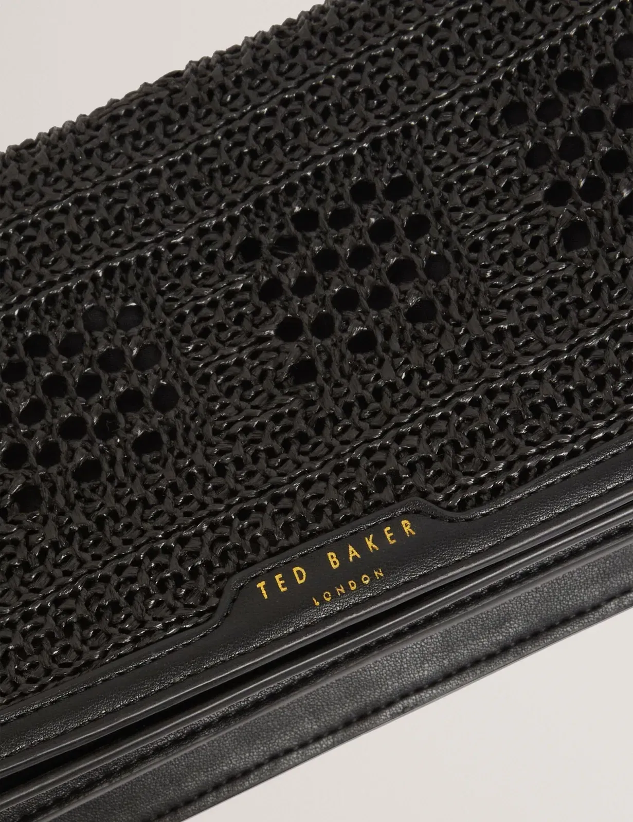 Ted Baker Pettria Raffia Panel Foldover Baguette Shoulder Bag Black Women's