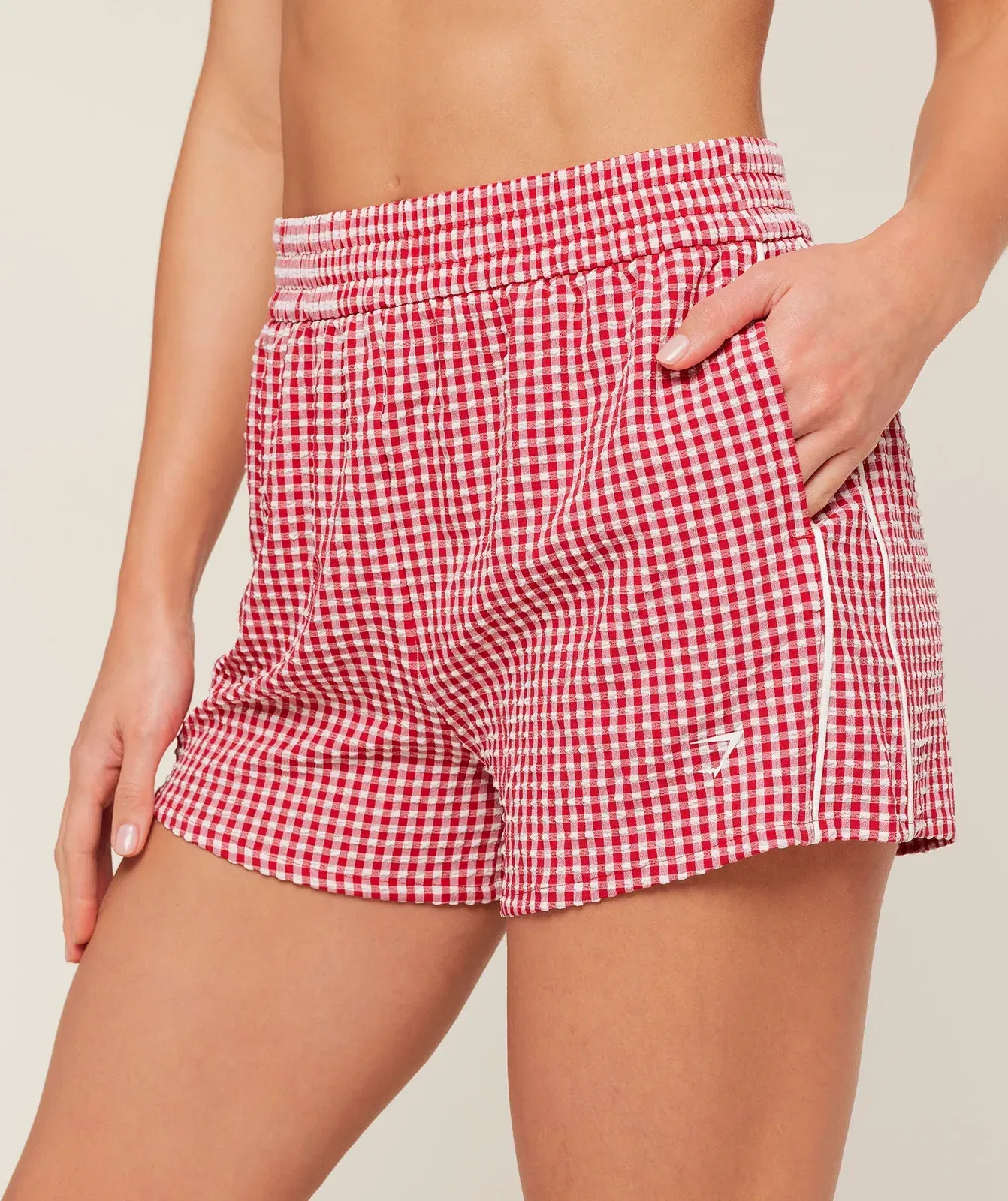 Women's Gymshark Gingham Shorts Carmine Red