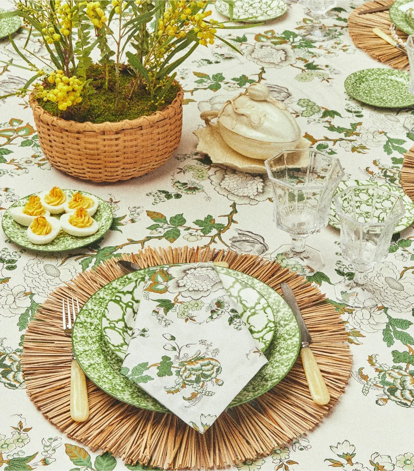 Spongeware Canape Plate, Set of 6