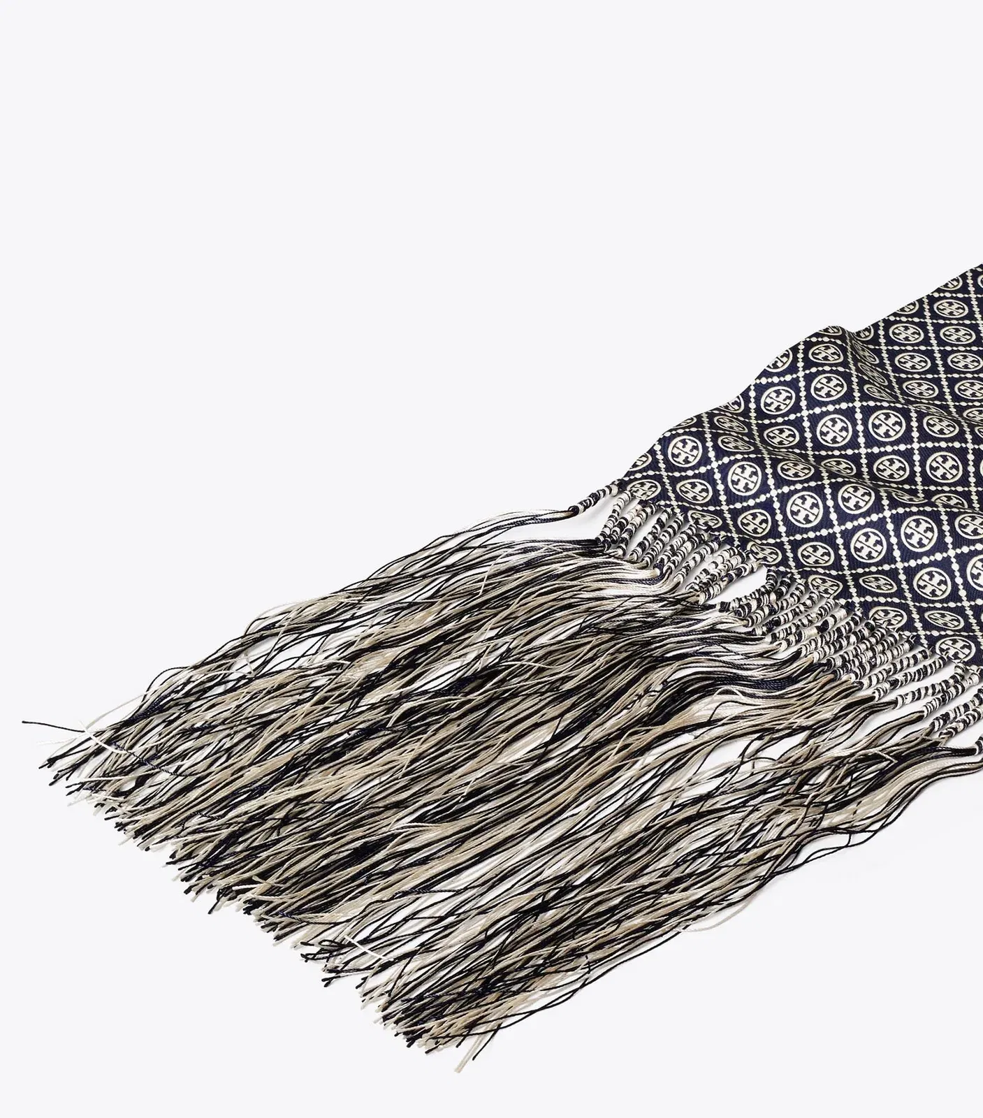 T Monogram Fringed Oblong Scarf