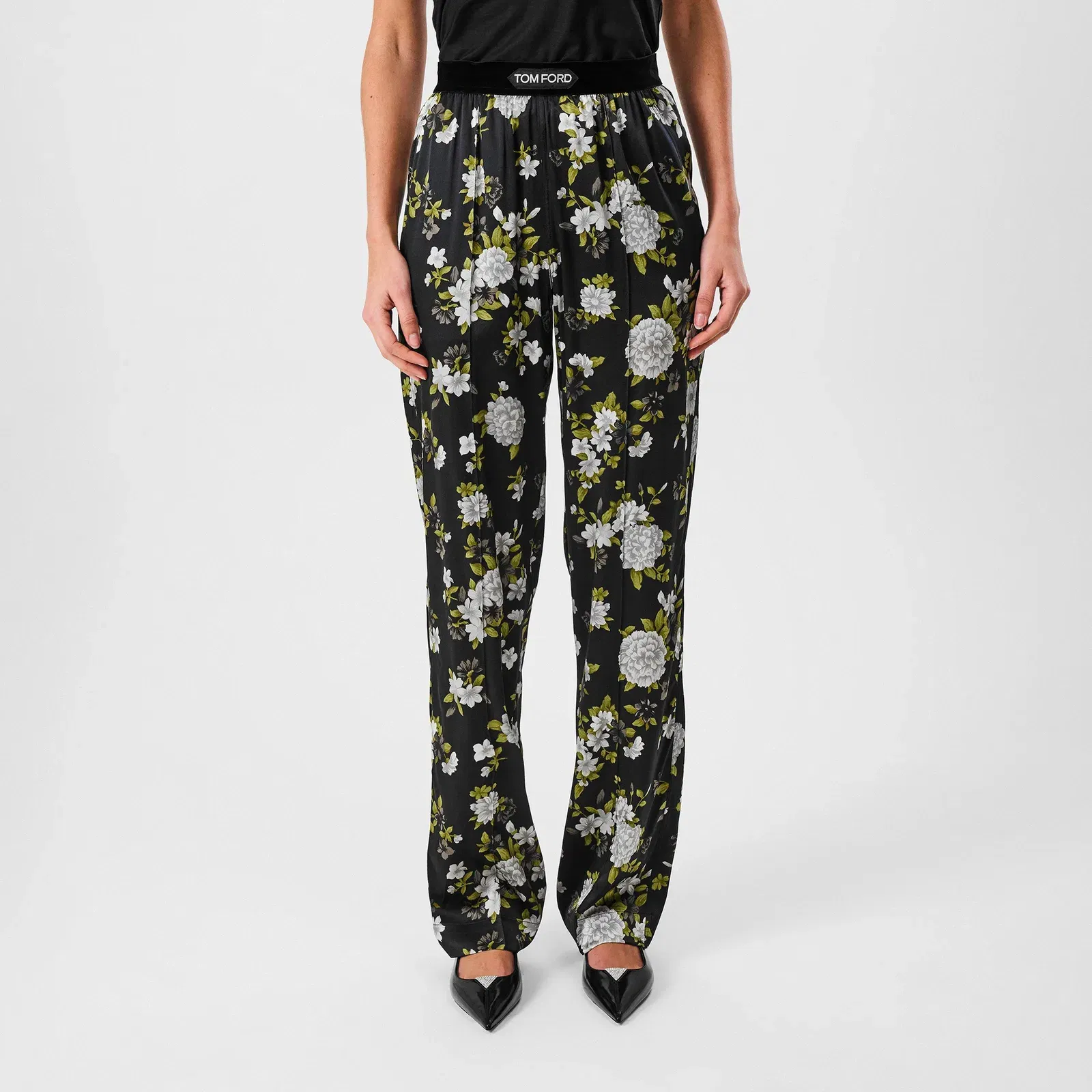 Plain Silk Stretch Satin Pj Pants