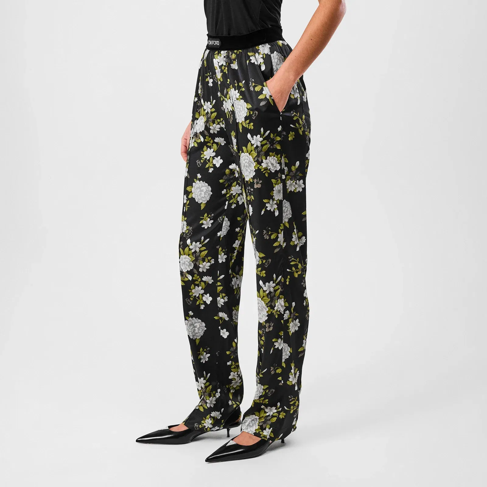 Plain Silk Stretch Satin Pj Pants