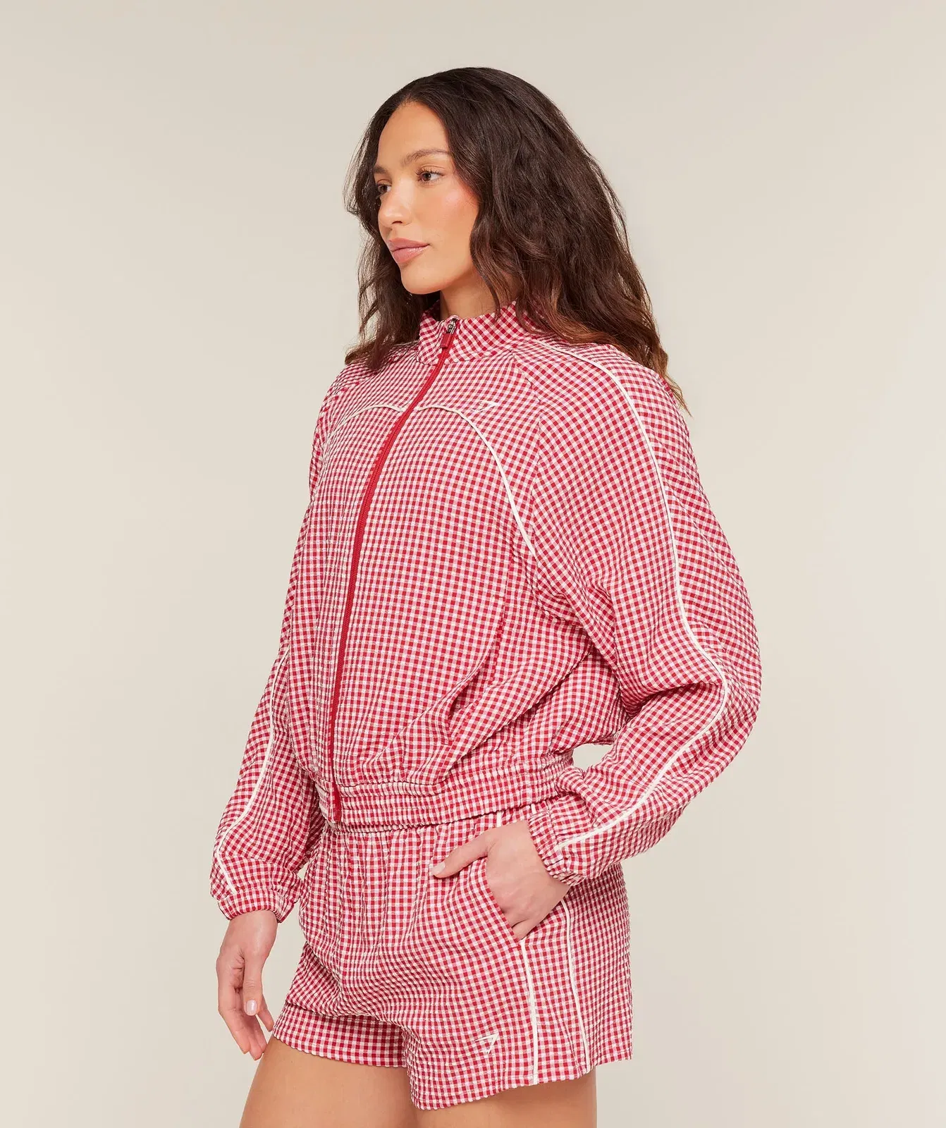 Women's Gymshark Gingham Track Jacket Carmine Red