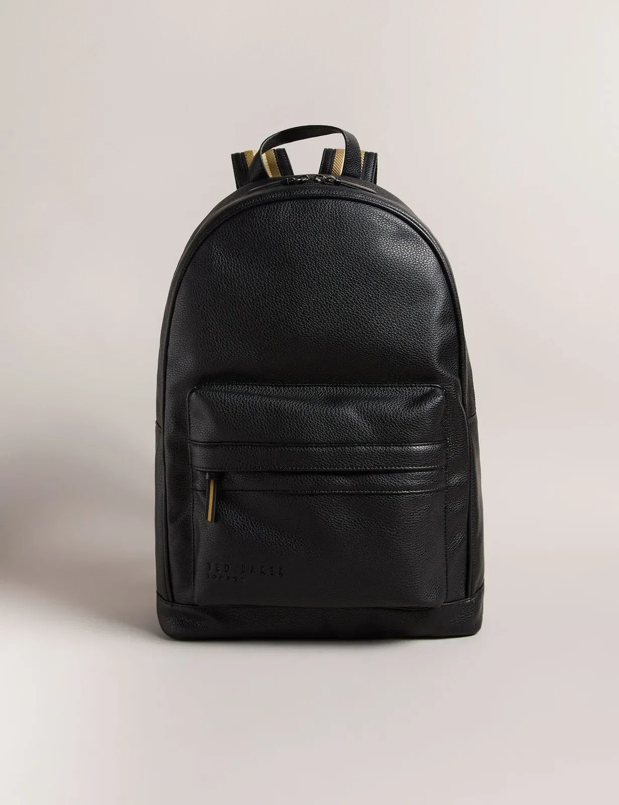 Ted Baker Kaileb Black Faux Leather Backpack With Webbing Straps