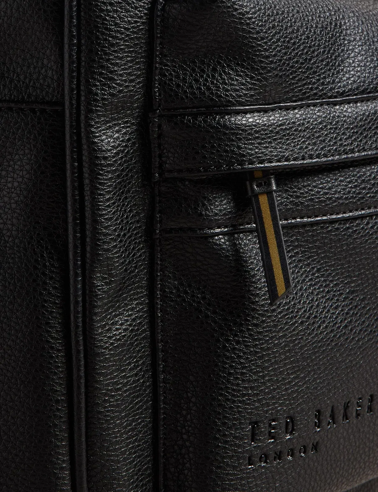 Ted Baker Kaileb Black Faux Leather Backpack With Webbing Straps