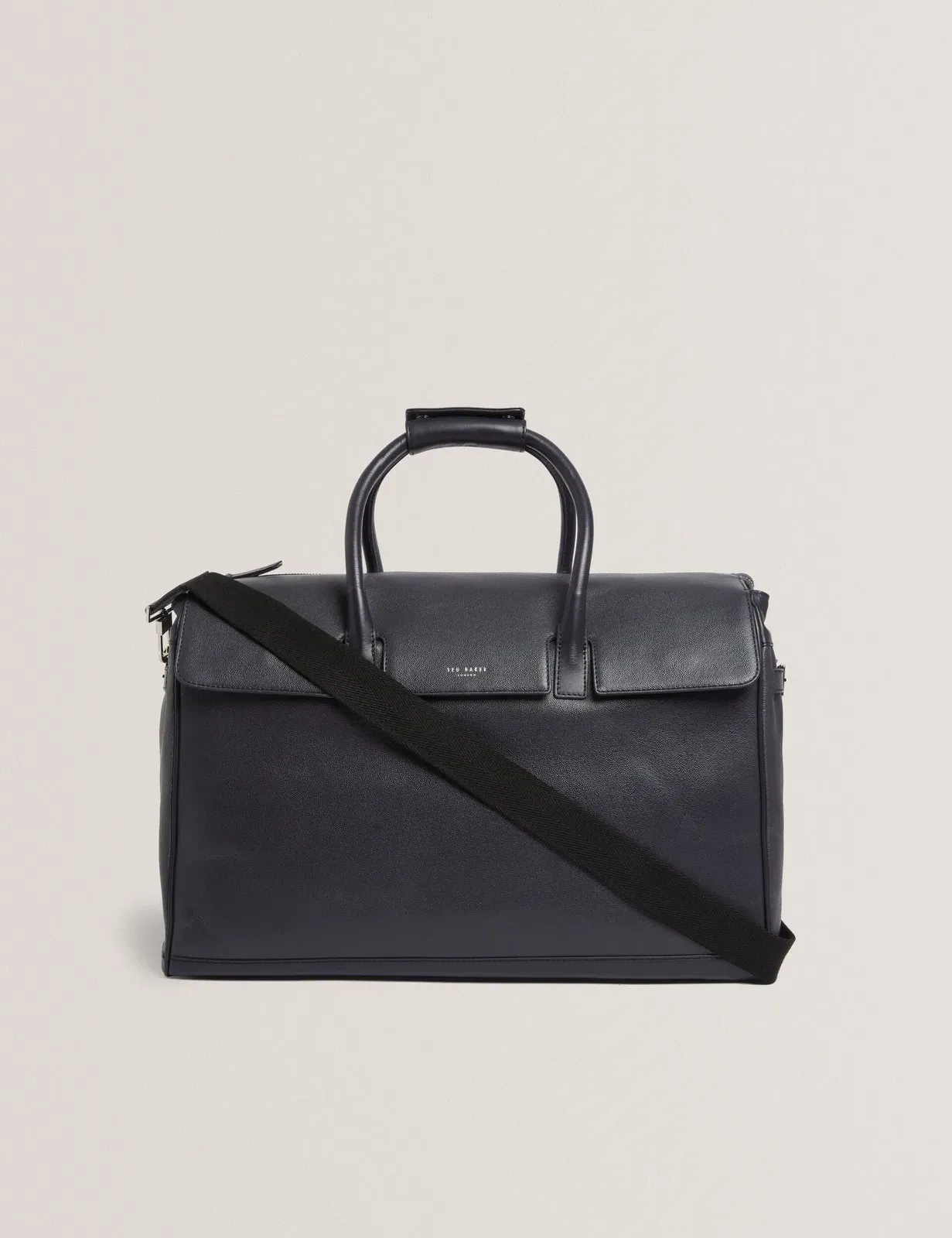 Ted Baker Karters Navy Caviar Leather Weekend Travel Bag Dark Navy