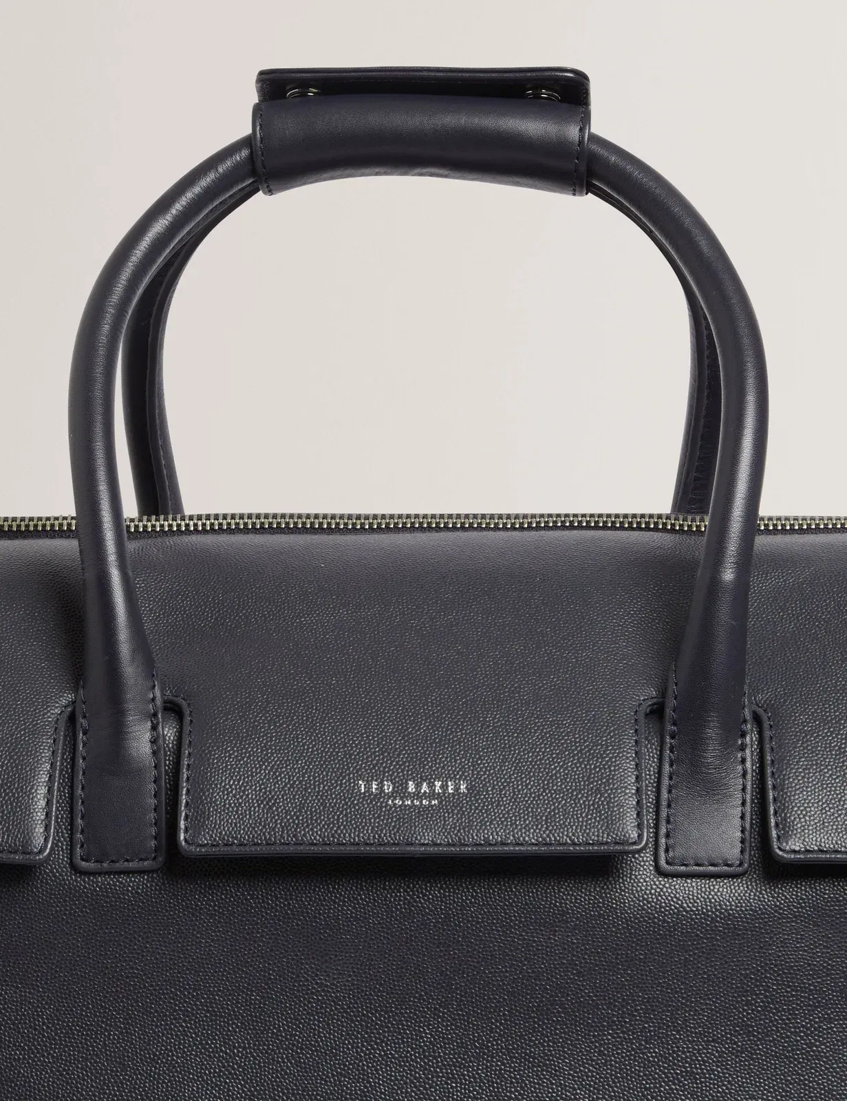 Ted Baker Karters Navy Caviar Leather Weekend Travel Bag Dark Navy