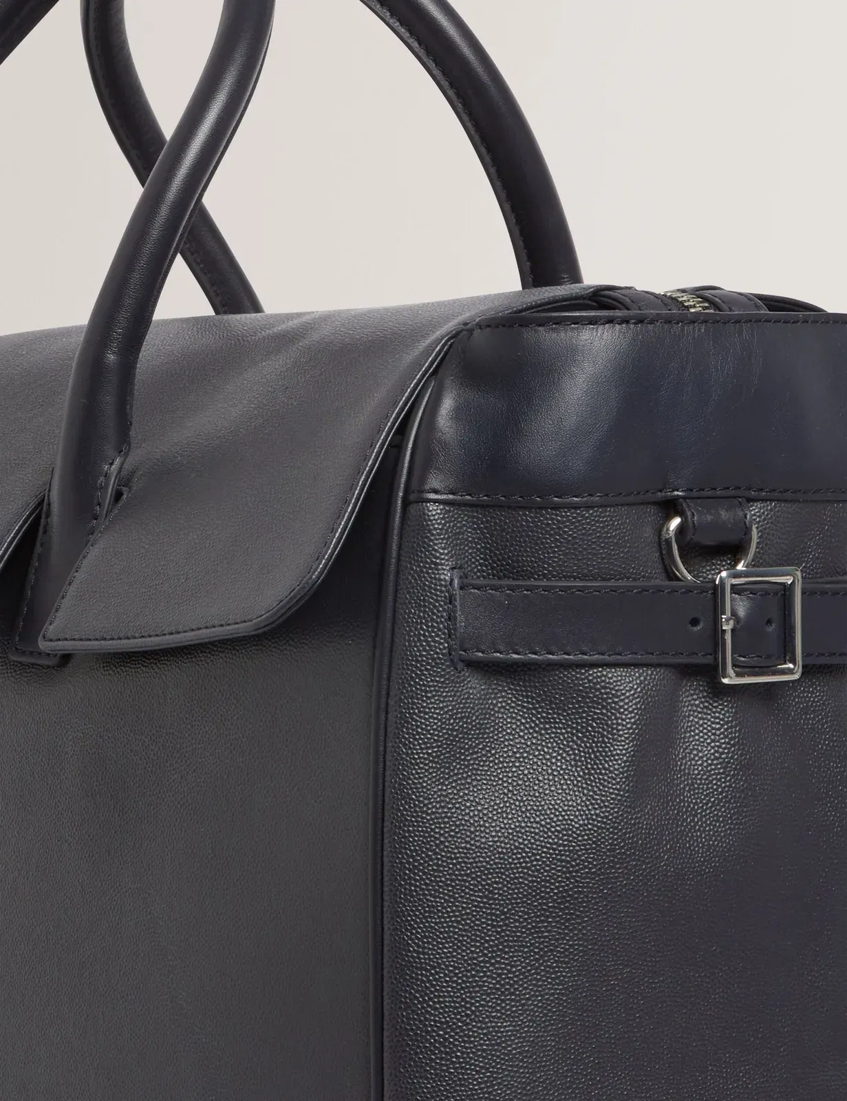 Ted Baker Karters Navy Caviar Leather Weekend Travel Bag Dark Navy