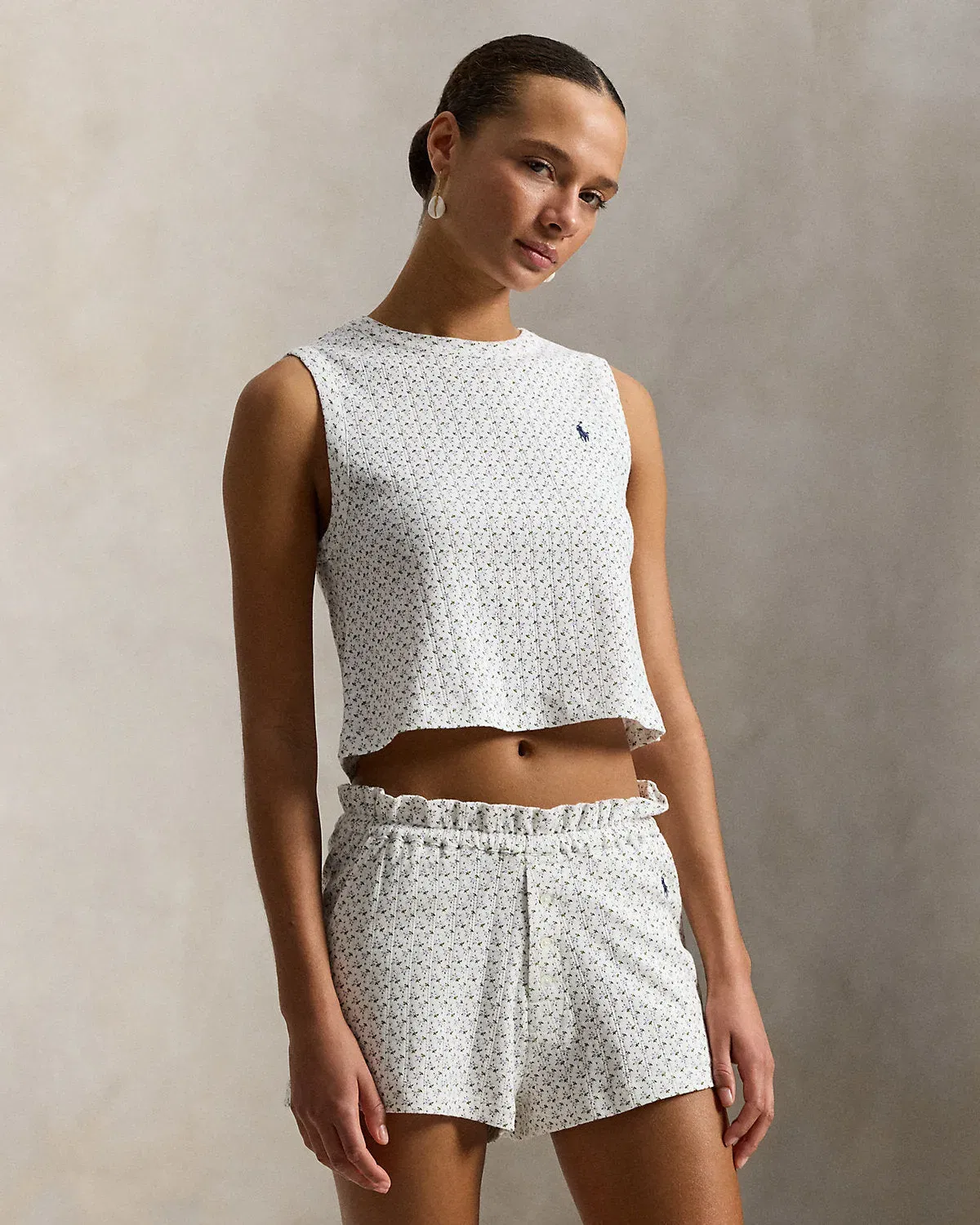 Ralph Lauren Pointelle Cotton Top Short Sleep Set