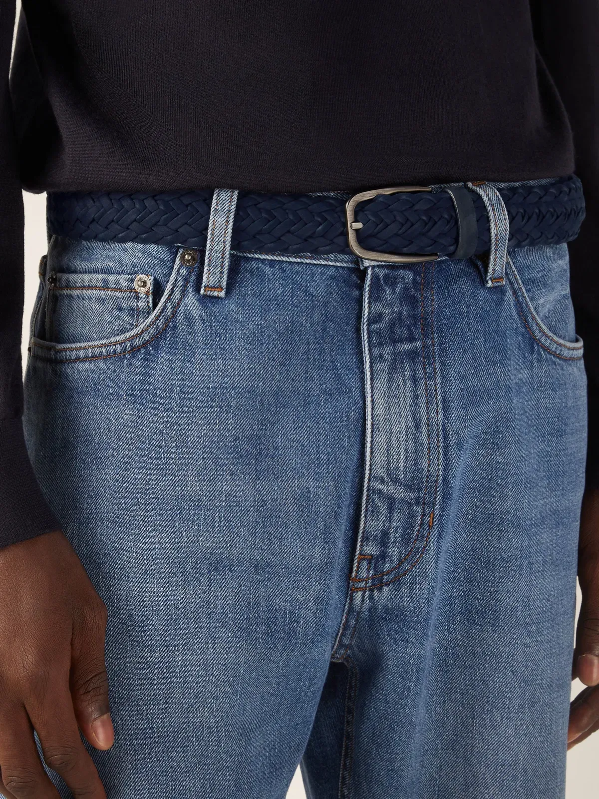 Zegna Dark Blue Nubuck Belt