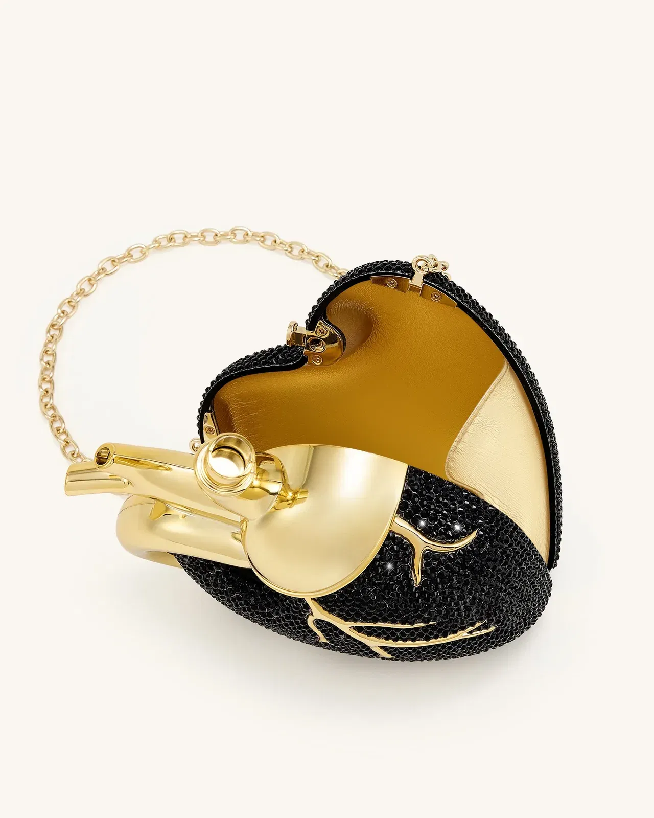 Jw Pei Maren Artificial Crystal Heart Shaped Bag Black Gold