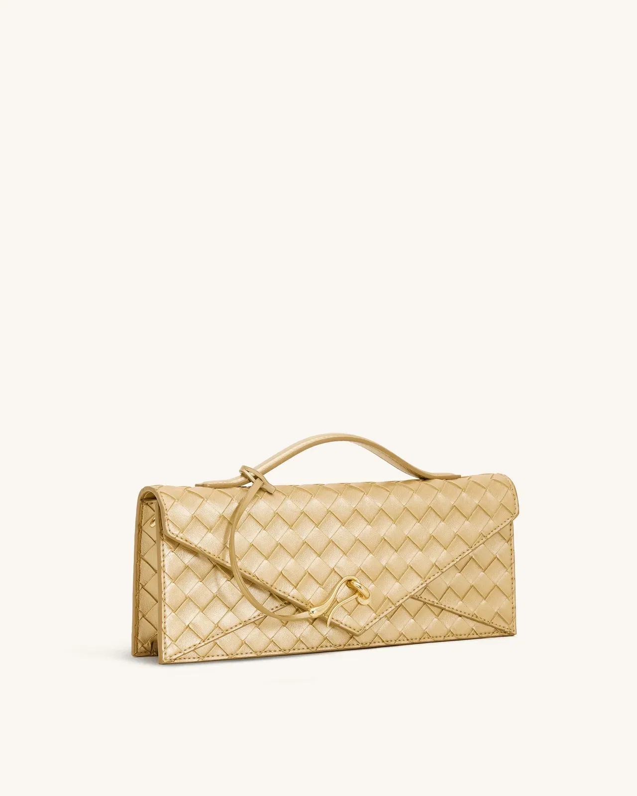 Jw Pei Celeste Woven Textured Envelope Top Handle Bag Champagne Gold