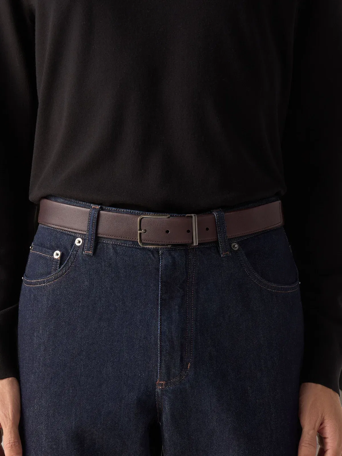 Zegna Dark Brown Leather Belt