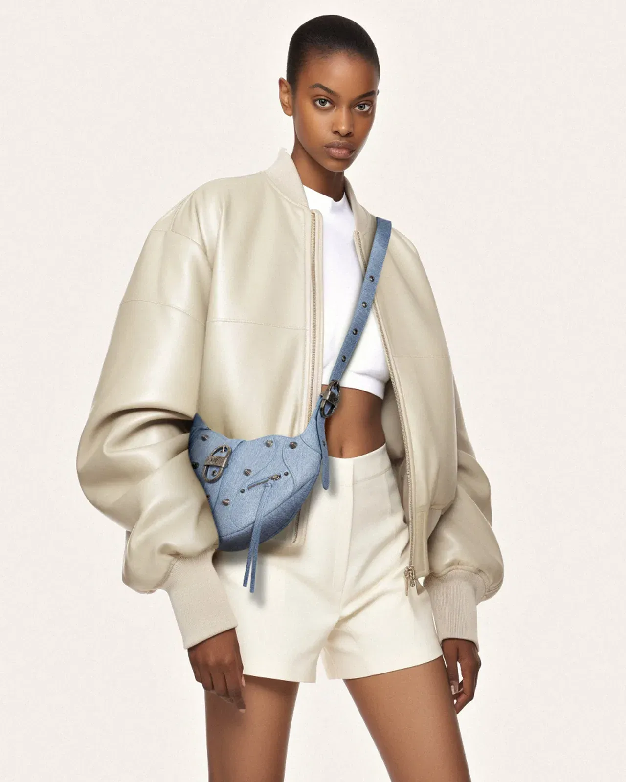 Jw Pei Tessa Denim Embossed Shoulder Bag Blue