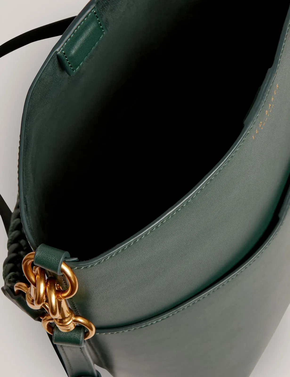Ted Baker Wannda Plaited Handle Elongated Leather Bucket Bag Green Women's