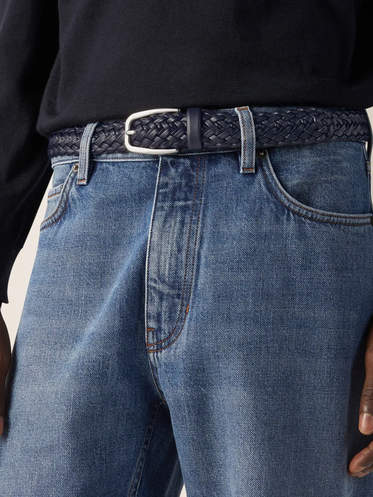 Zegna Dark Blue Leather Belt