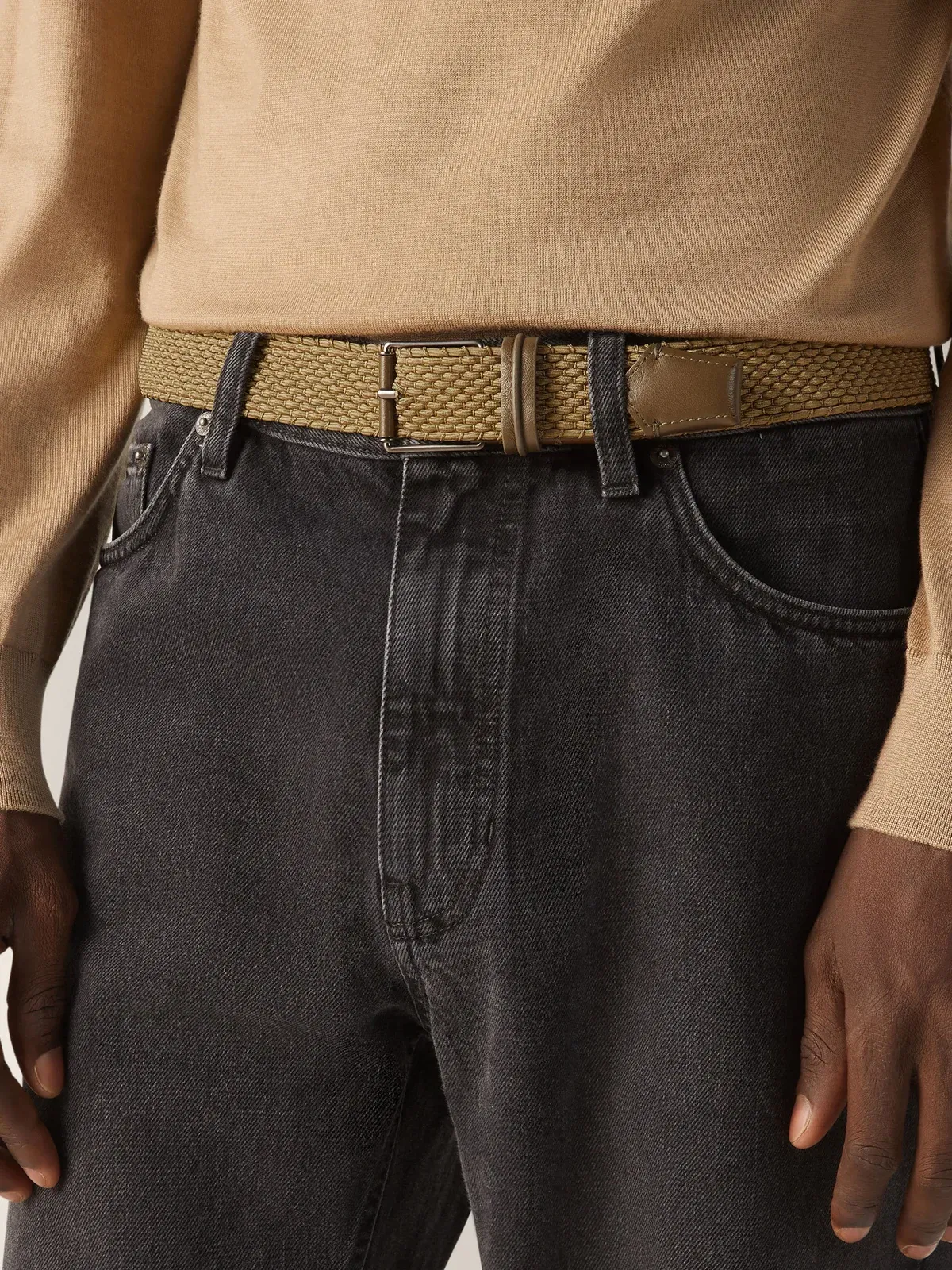 Zegna Light Olive Green Rayon Belt