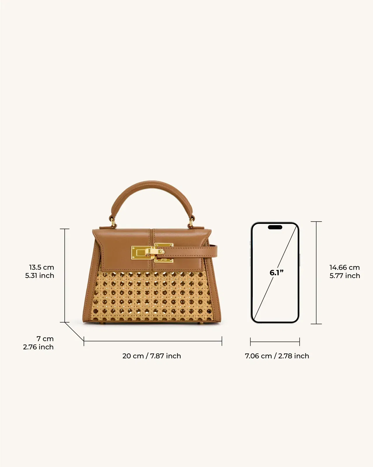 Jw Pei Elise Faux Bamboo Woven Top Handle Bag Brown