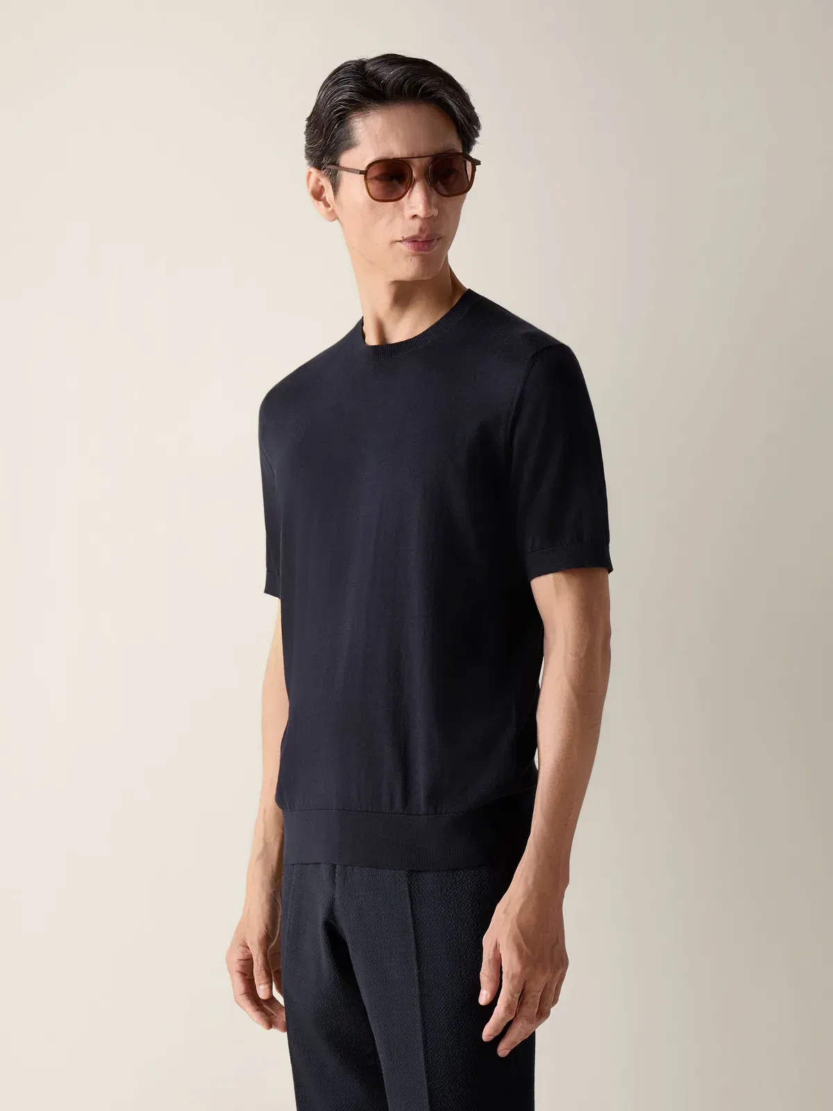Zegna Navy Blue Premium Cotton T-Shirt