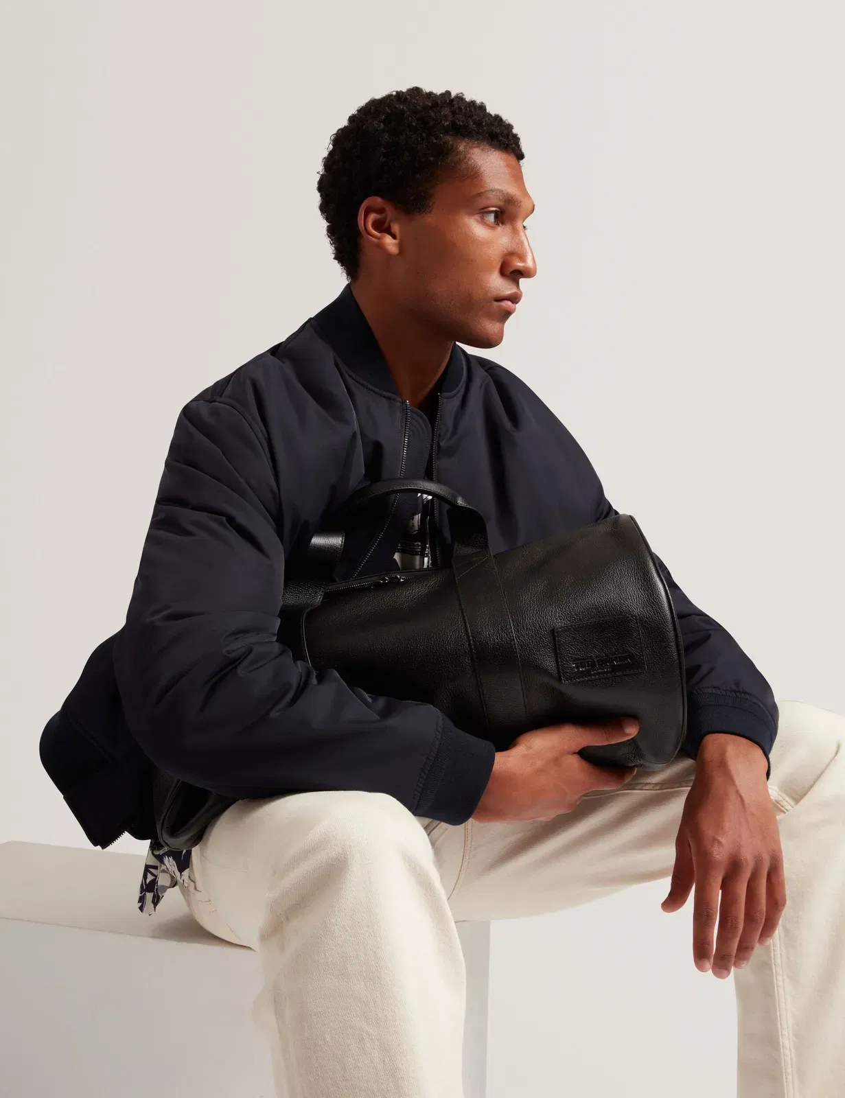 Ted Baker Grantis Large Leather Weekender Duffle Bag Black