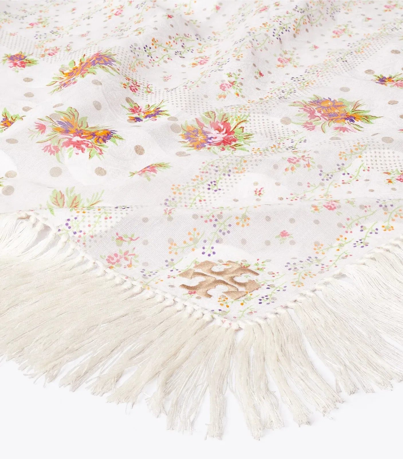Polka Dot Floral Patchwork Fringe Neckerchief