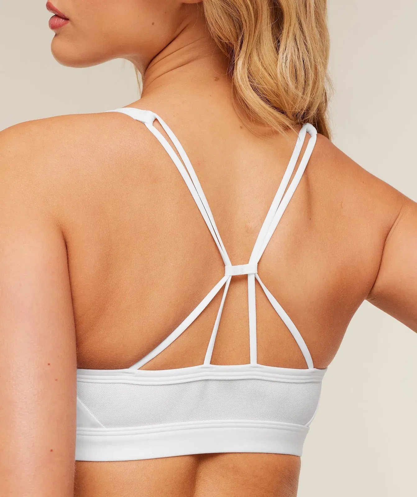 Gymshark Ruched Strappy Sports Bra - White