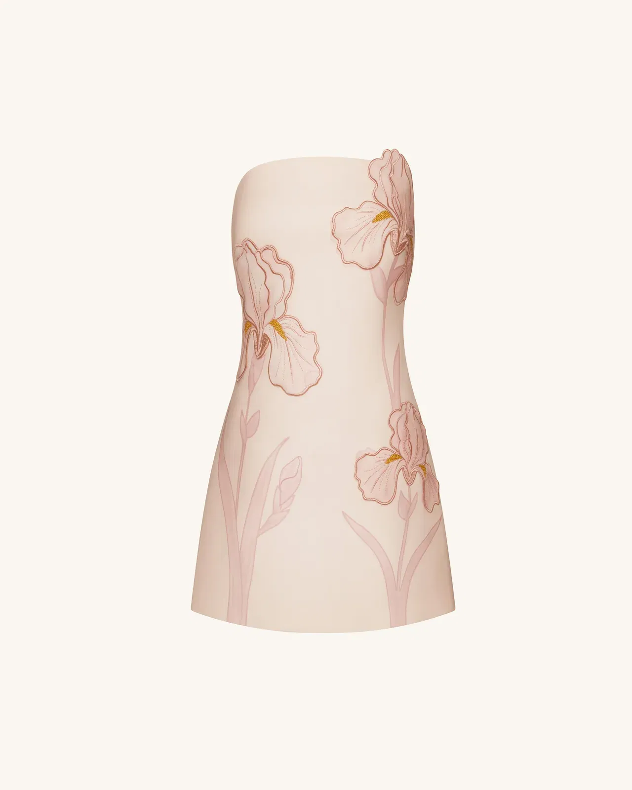 Iris Floral Print Strapless Dress - Pink